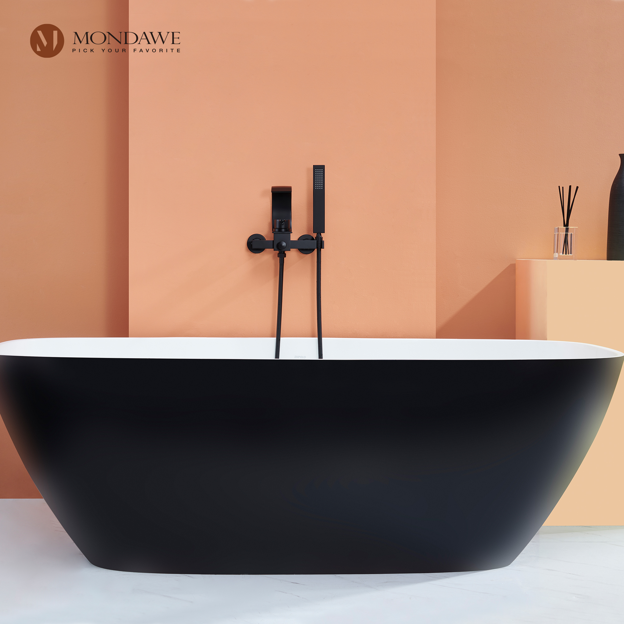 Mondawe Single Handle Shower Tub Kit with Waterfall Tub Spout and Handheld Shower Faucet, Wall Mounted-Mondawe