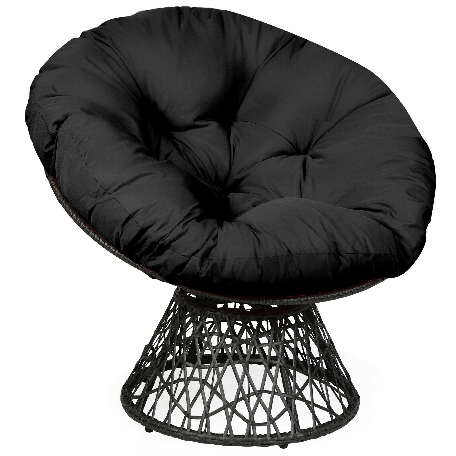 Mondawe Rattan Papasan Chair Ergonomic 360-degree Swivel Soft Cushion Garden-Mondawe