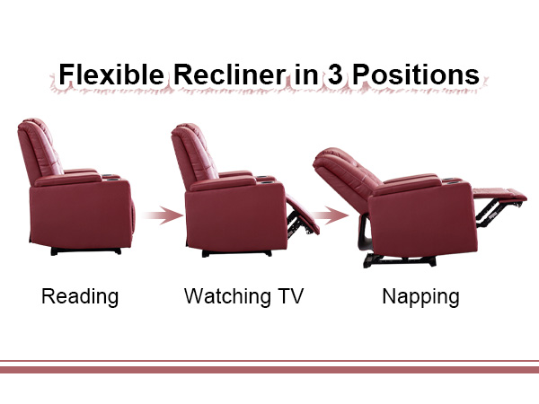 PU Leather Power Recliner Home Theater Recliner with Cup Holder, USB Port