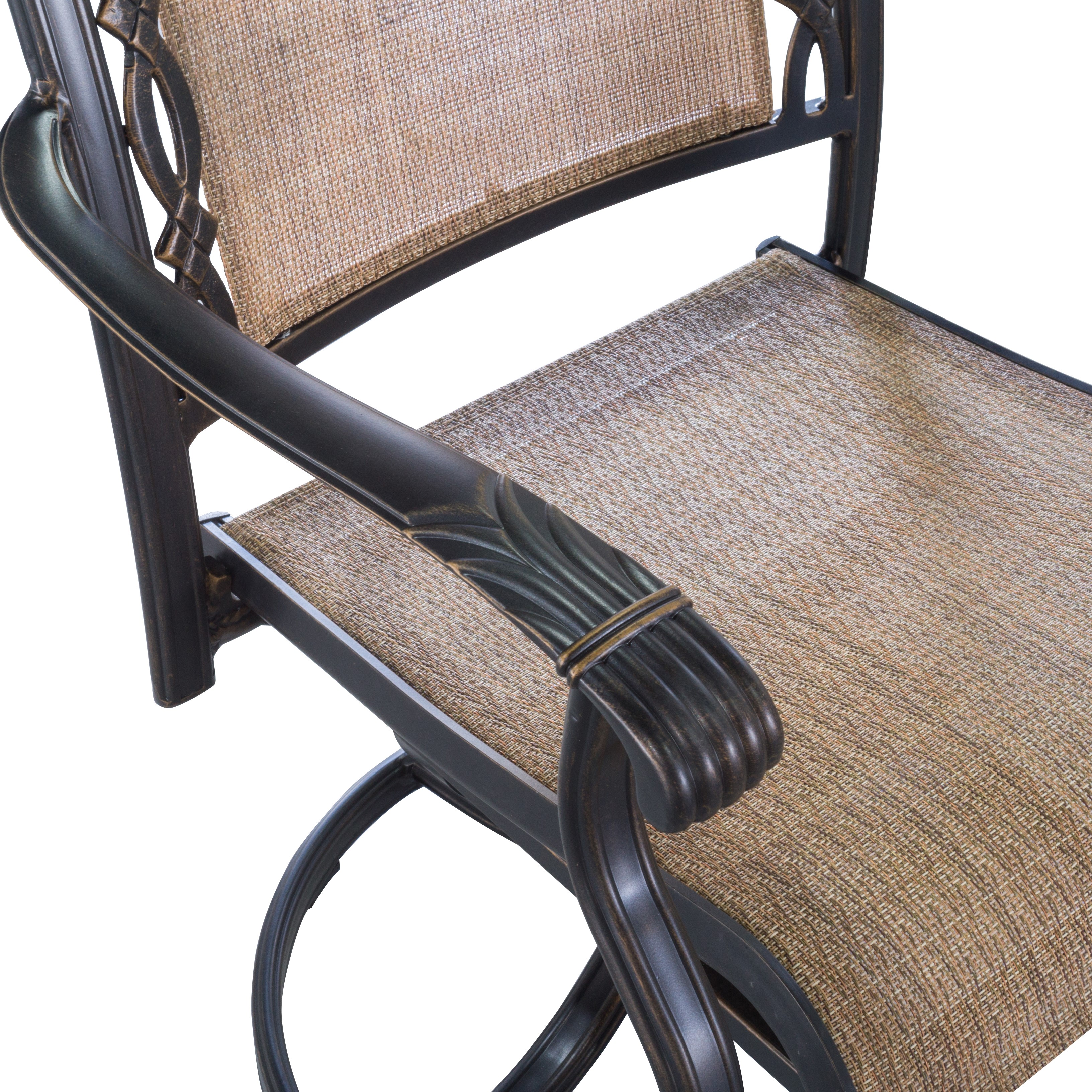 Mondawe 5-Piece Outdoor Patio Cast Aluminum Swivel Chair Set with Round Table(Brown)-Mondawe