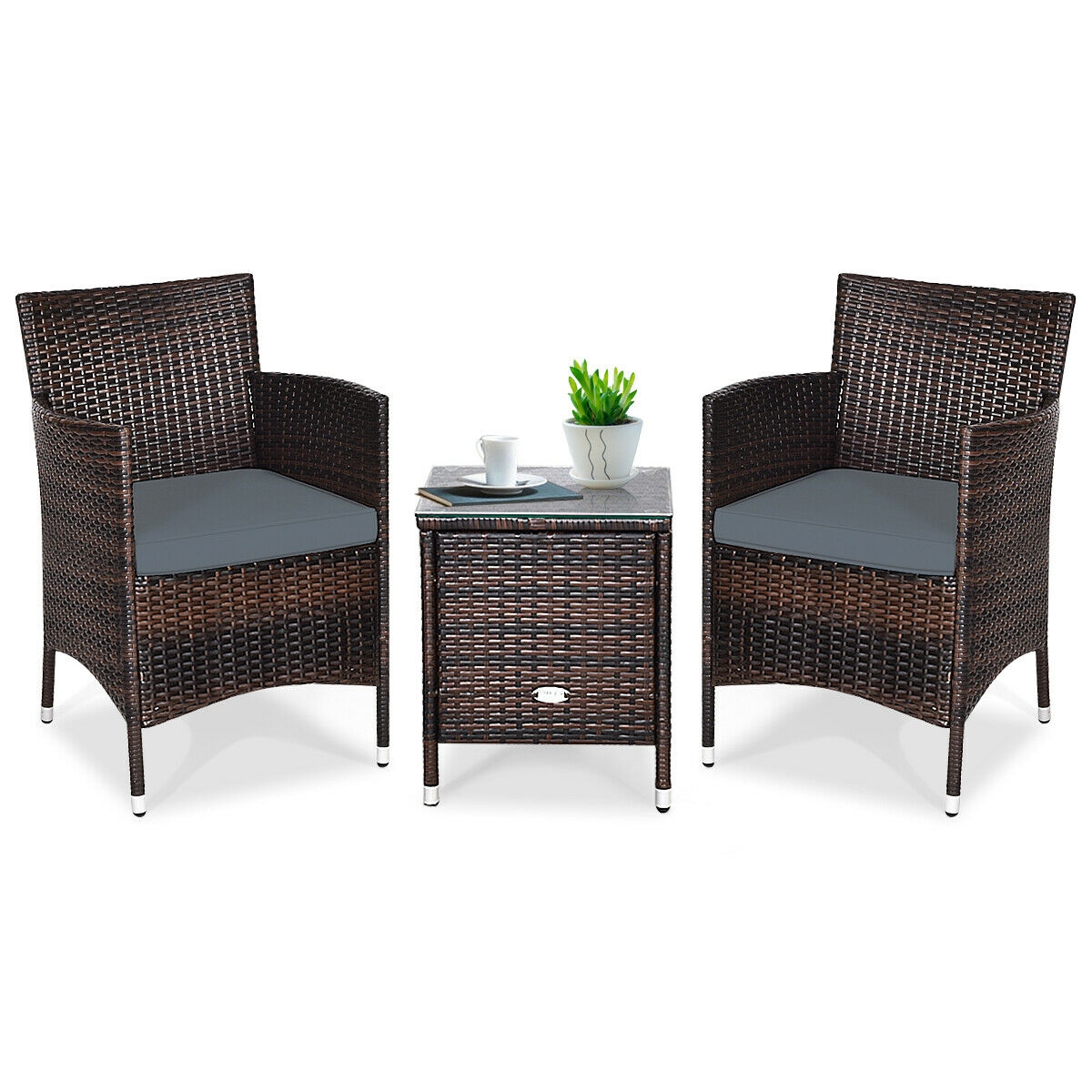 Mondawe 3 Pcs Outdoor Rattan Wicker Furniture Set-Mondawe
