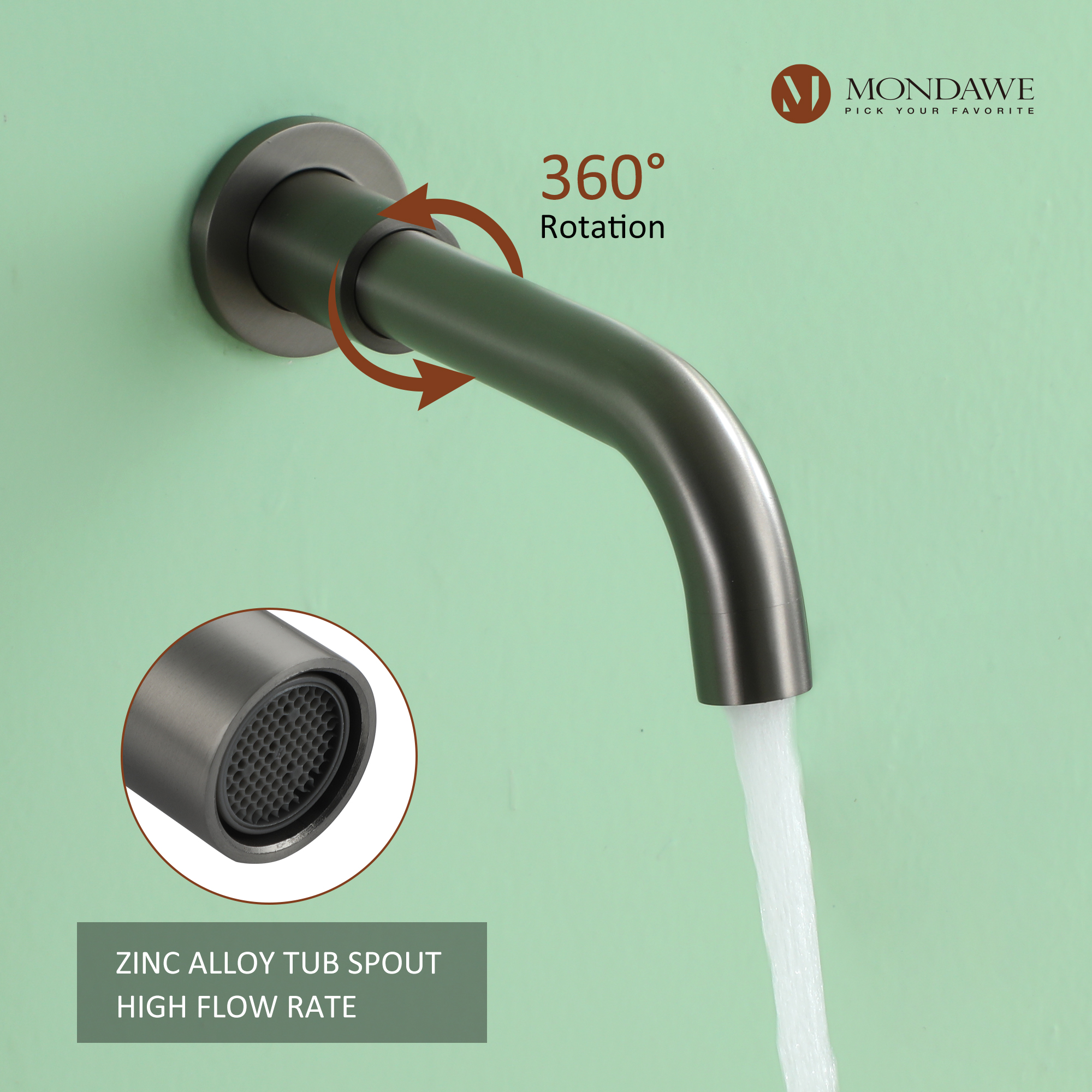 Mondawe Three function Pressure Balance Shower Set with 10 in Round Shower Head(5 color, Valve Included)-Mondawe