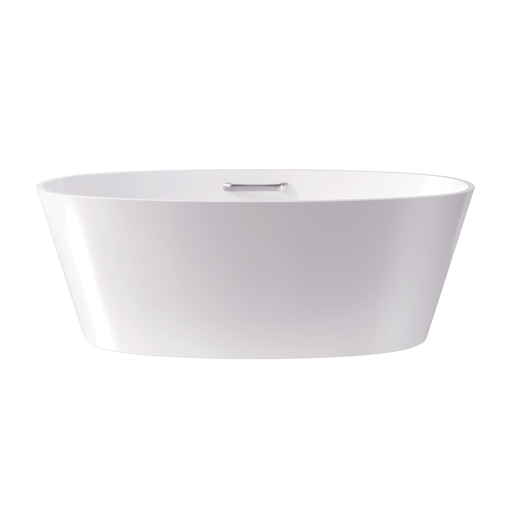 63" Matte White Solid Surface Freestanding Soaking Bathtub with One-Side Armrest