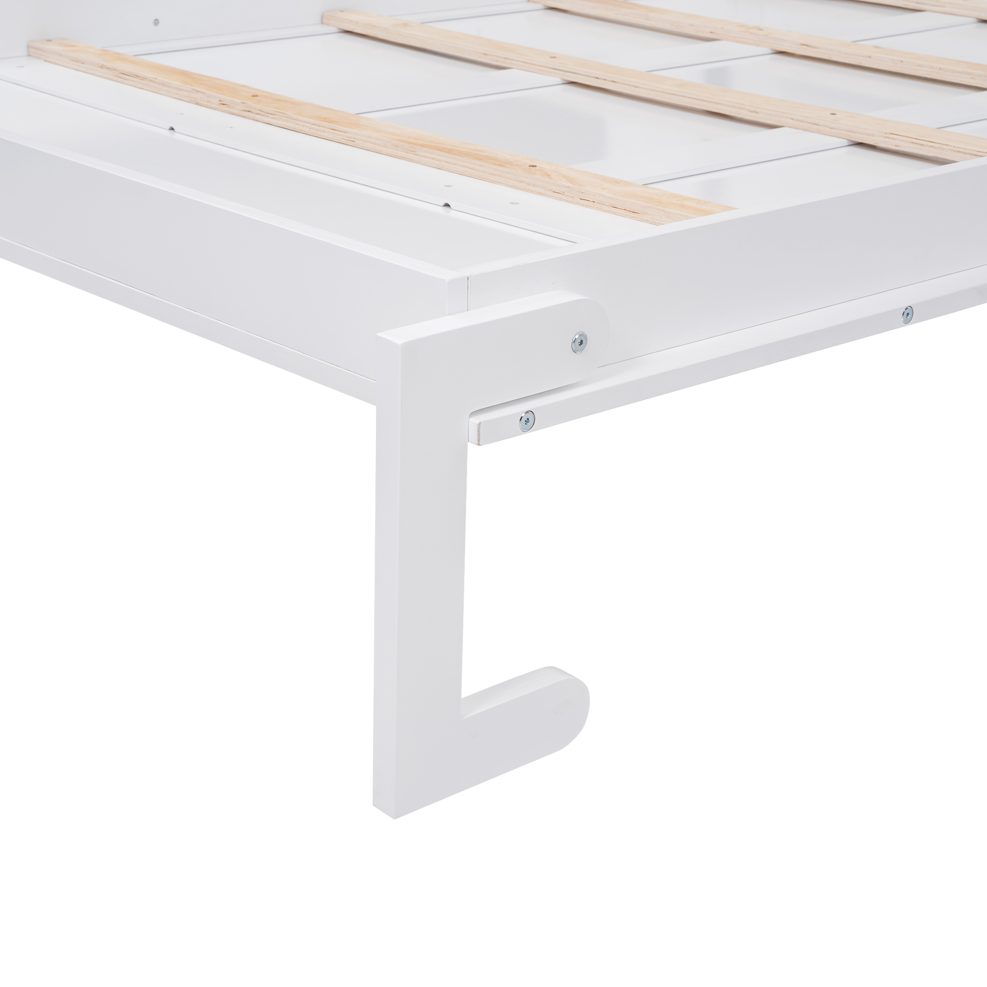 Full Size Murphy Bed with Multiple Storage Shelves and A Cabinet, White 