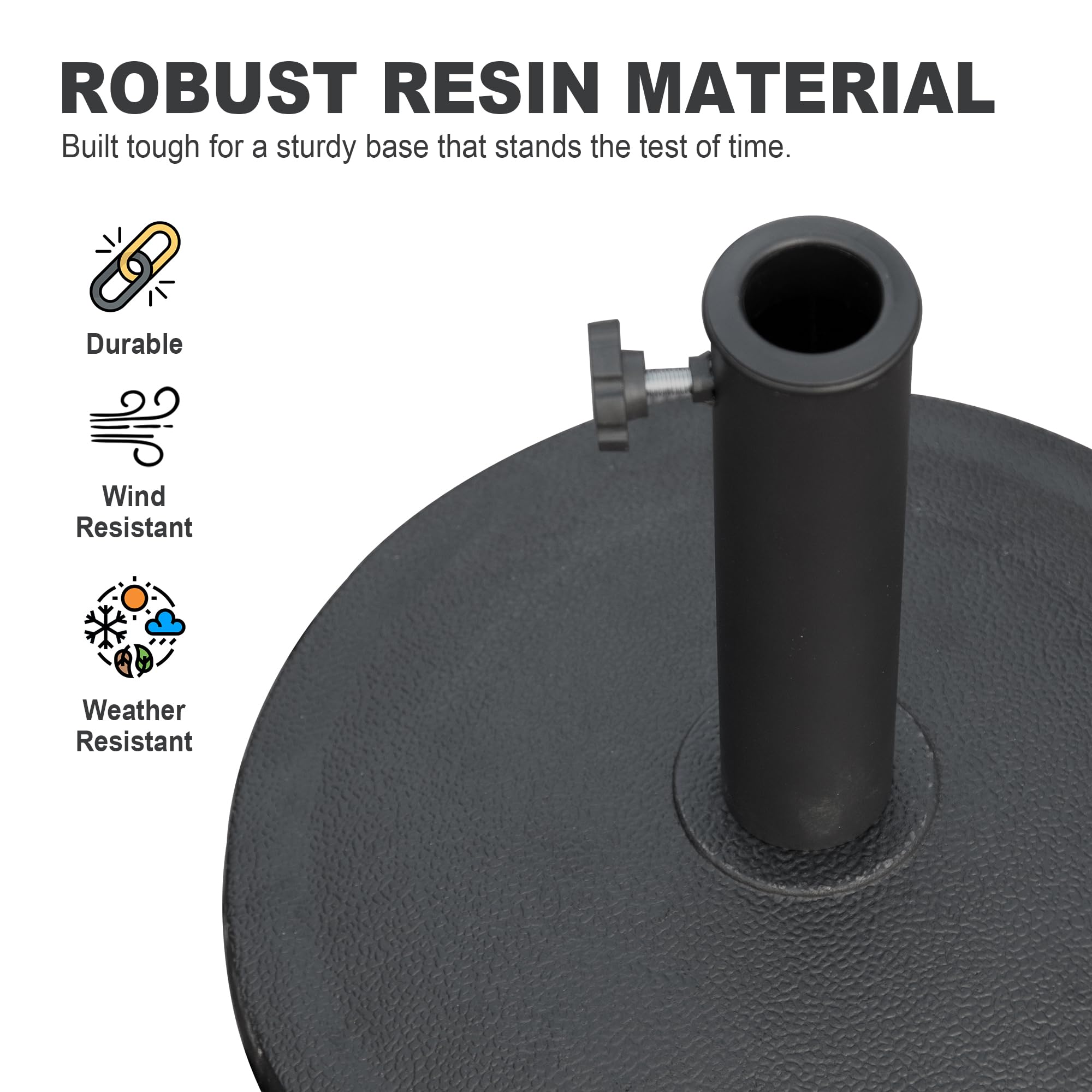 Patio Umbrella Base, Umbrella Stand Base with Adjustable Knob, Patio Table Umbrella Base for Outdoor 1.5''~1.9'' Market Umbrella Heavy Duty Umbrella Holder, Black