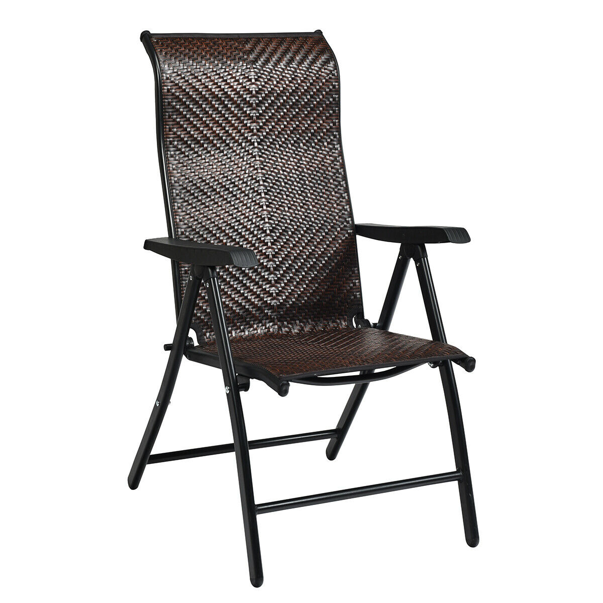 Mondawe Patio Rattan Folding Chair with Armrest-Mondawe