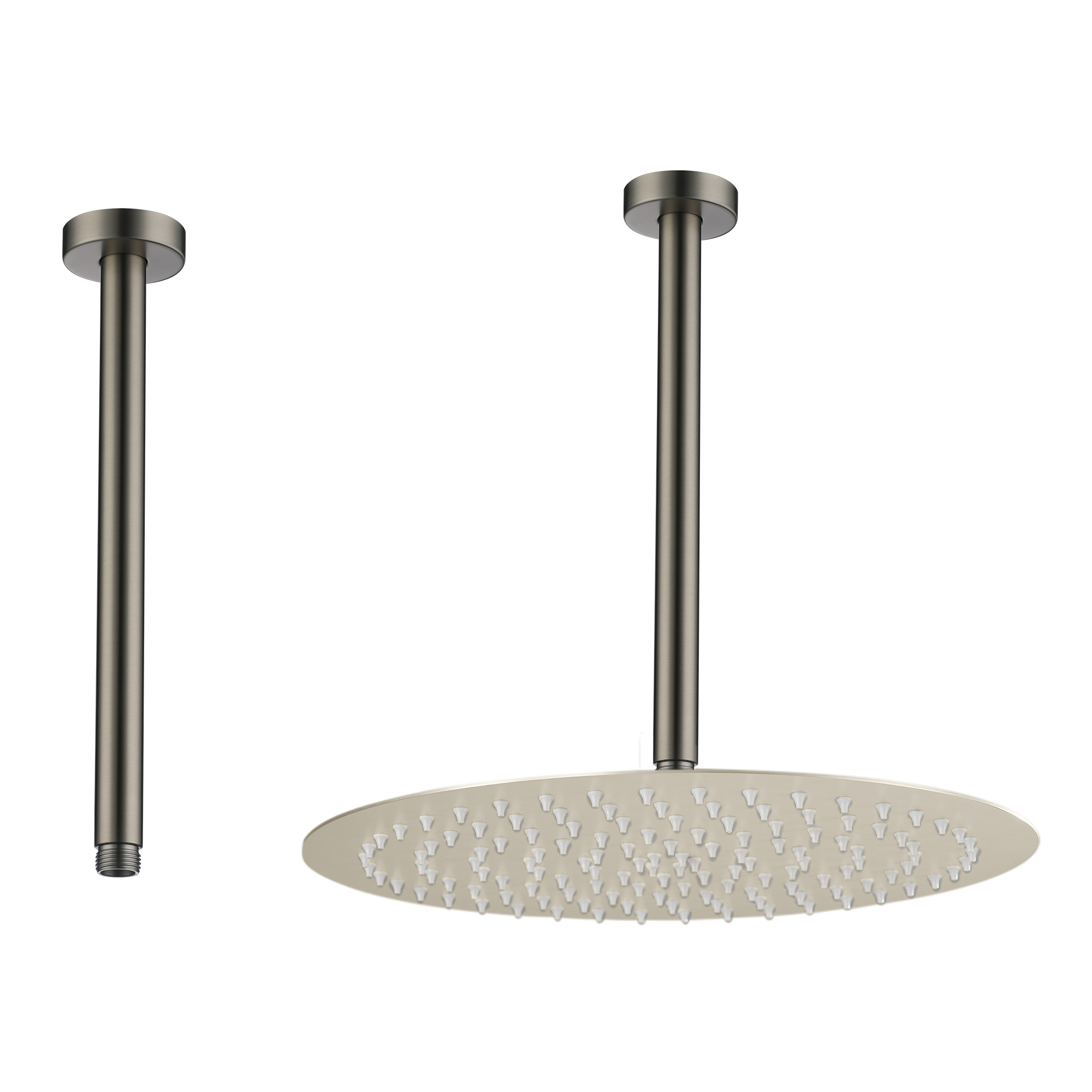 11.8" Stainless Steel Celling Mounted Round/Square Shower Arm with Flange for Rain Shower Head in Matte Black/Brushed Nickel