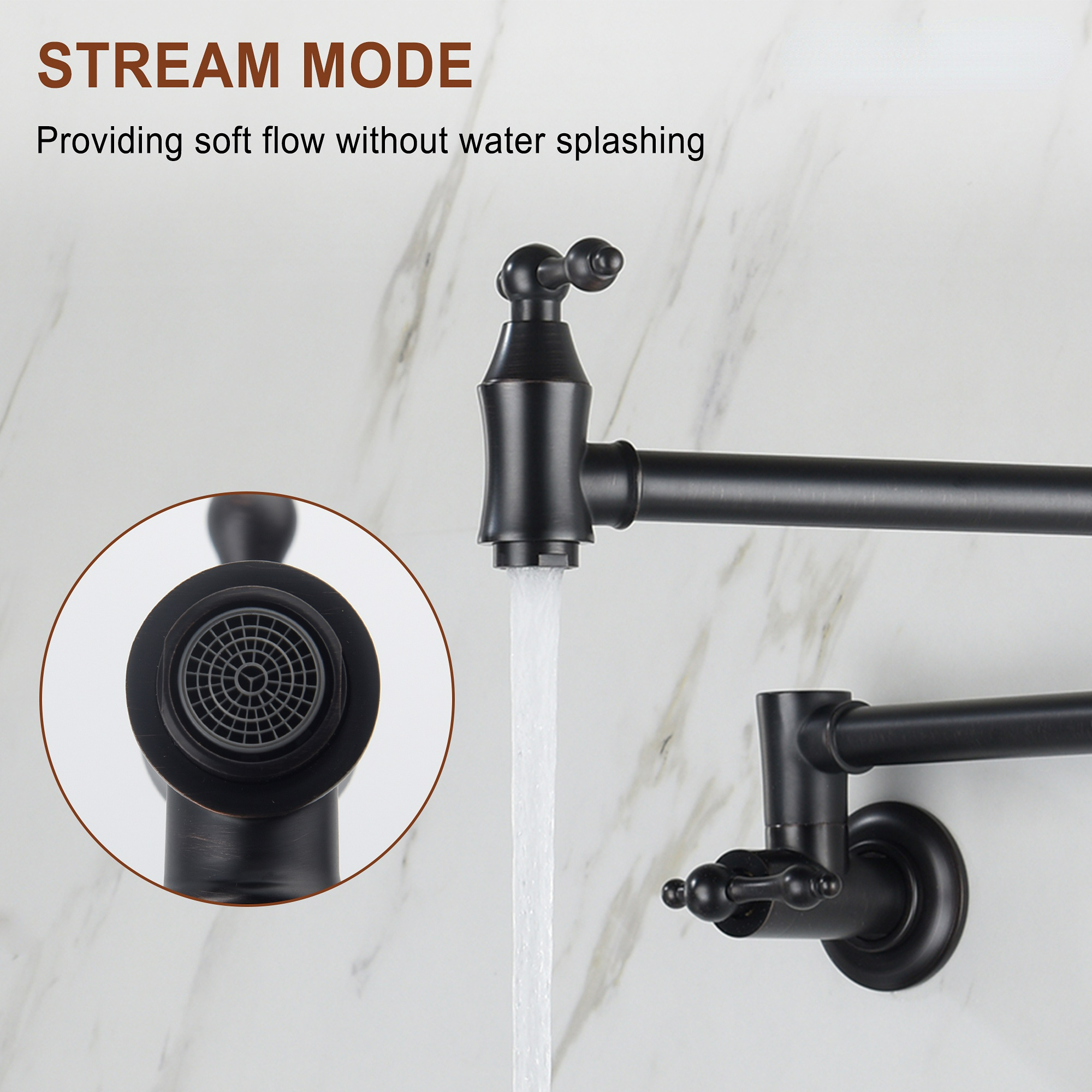  1.8 GPM Pot Filler Faucet, Single Hole 2 Handles Kitchen Faucet, Double Joint Swing Arm Pot Filler Faucet, Solid Brass