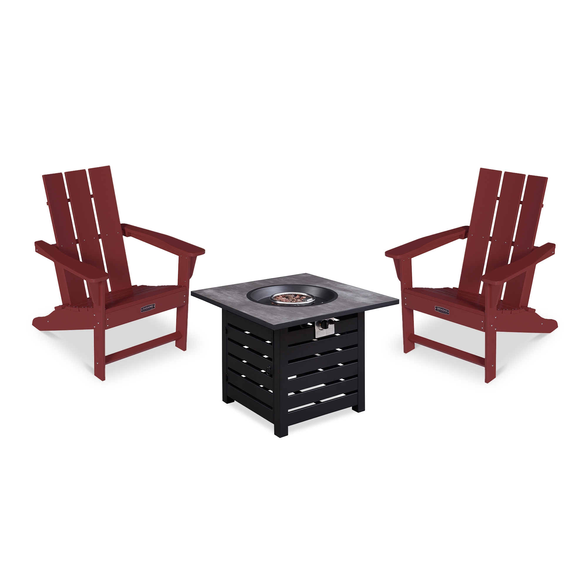 5-Piece / 3-Piece  HDPE Adirondack Chairs Outdoor Conversation Set with 32-inch Propane Fire Pit Table