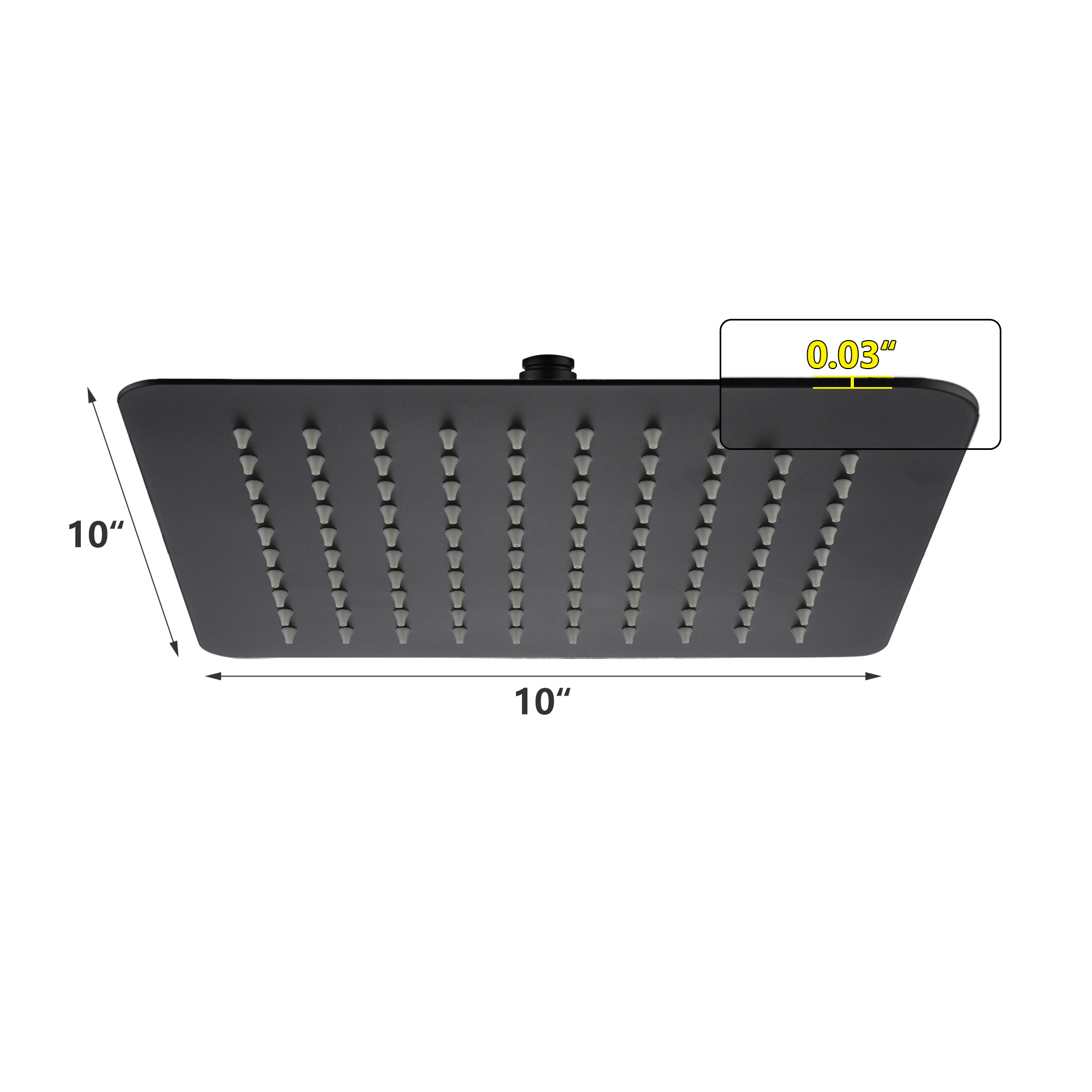 10"/12" Stainless Steel 360 Degree Adjustable 0.08" Ultra-thin Rectangle Shower Head In Matte Black/Brushed Nickel