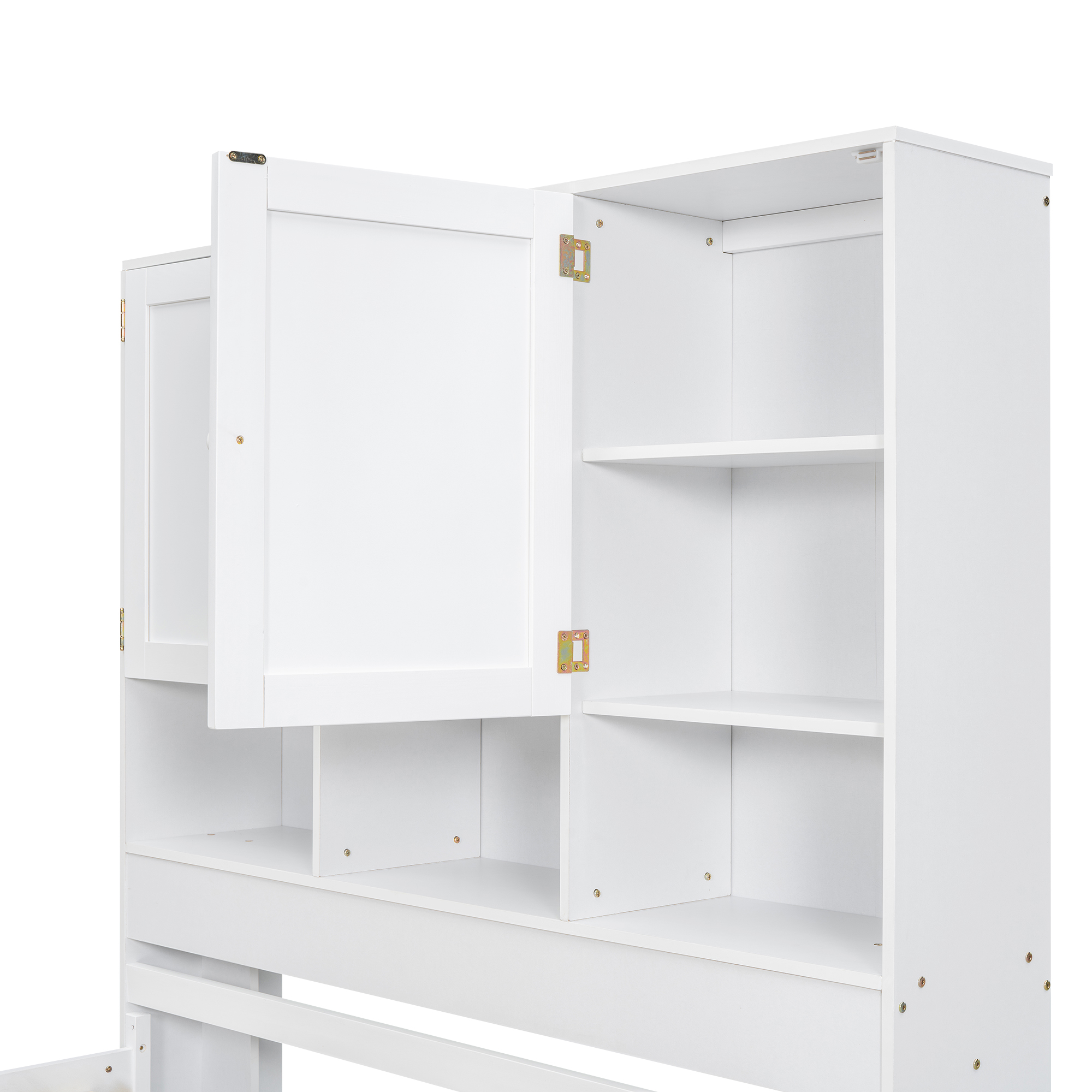 Full/Queen Size Platform Bed with Storage Headboard and 4 Drawers, Gray/White