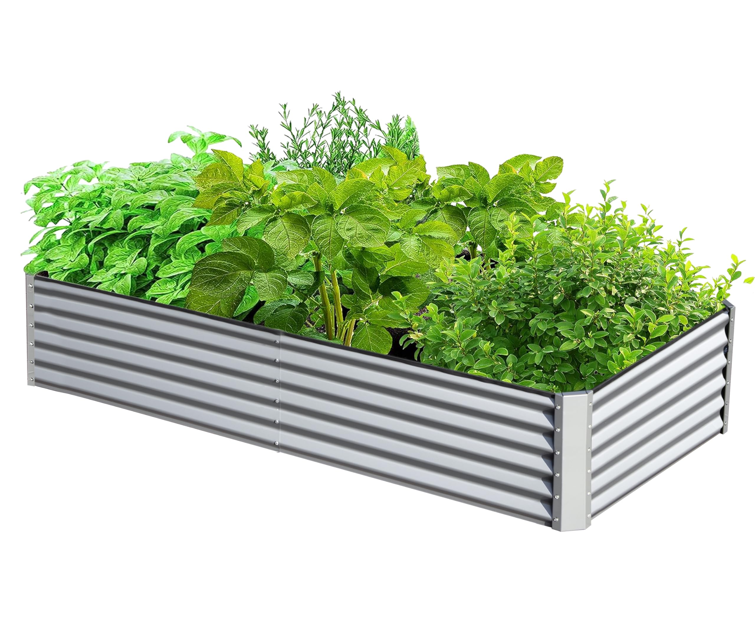 6x3x1.5ft Galvanized Raised Garden Bed, Outdoor Planter Garden Boxes Large Metal Planter Box for Gardening Vegetables Fruits Flowers, Green/Silvery/Gray