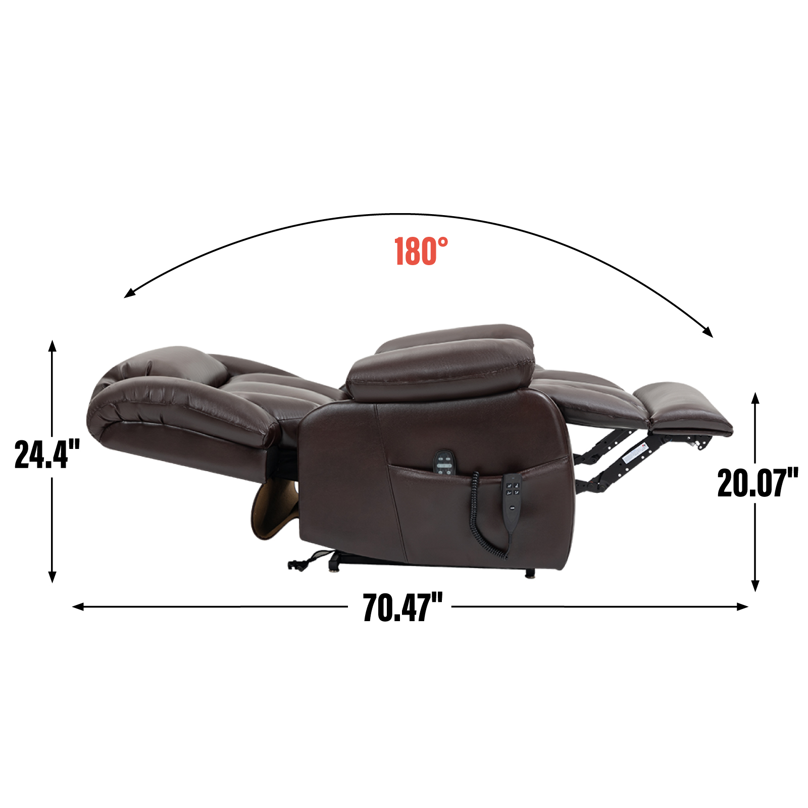 Dual Motor Infinite Position Up to 350 LBS Electric Medium size Brown/Gray/Black/Antique Brown Power Lift Recliner Chair with 8-Point Vibration Massage and Lumbar Heating