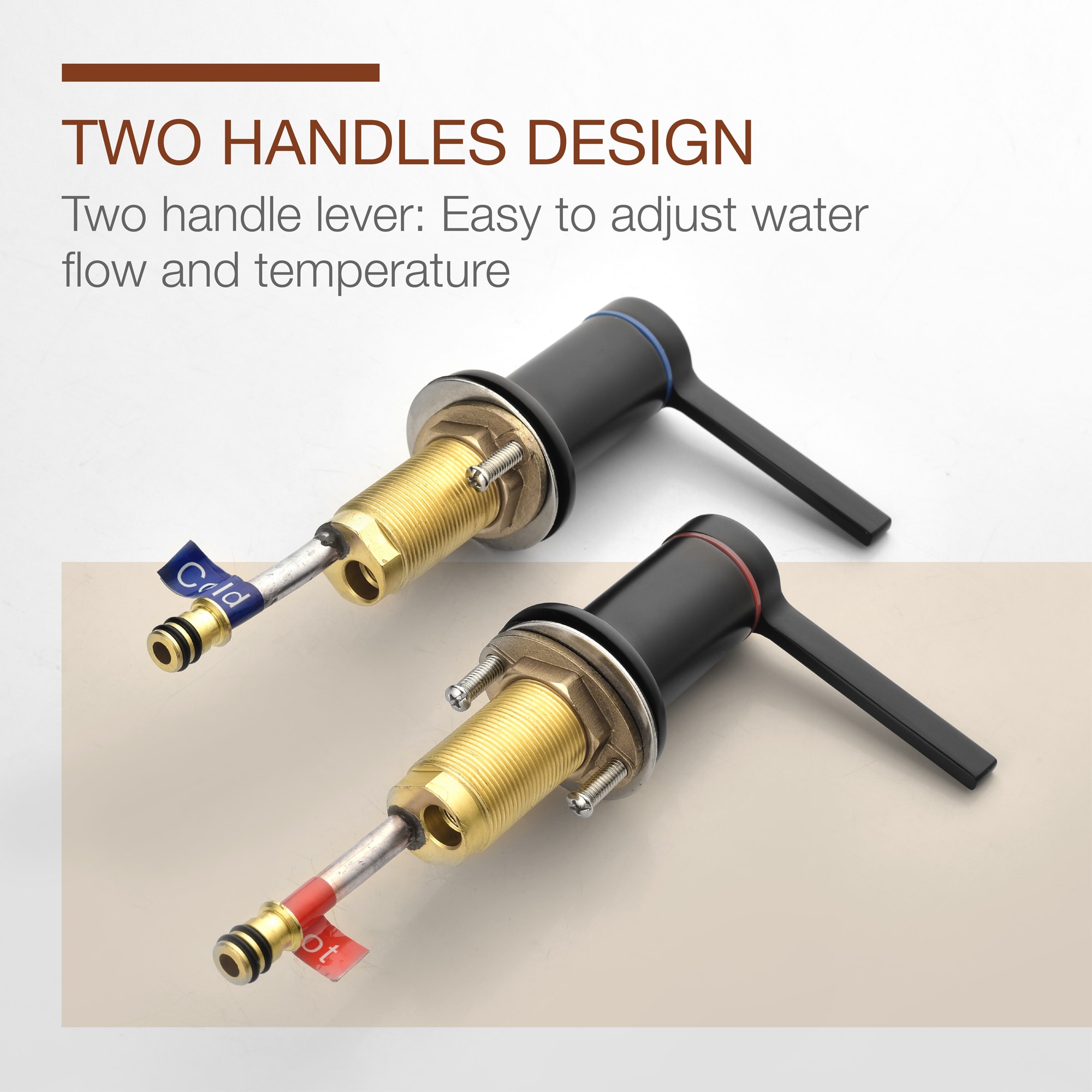 Mondawe Double Handle 8 Inch Brass 3 Hole Widespread Bathroom Sink Faucet(Black/Gold/Nickel)-Mondawe