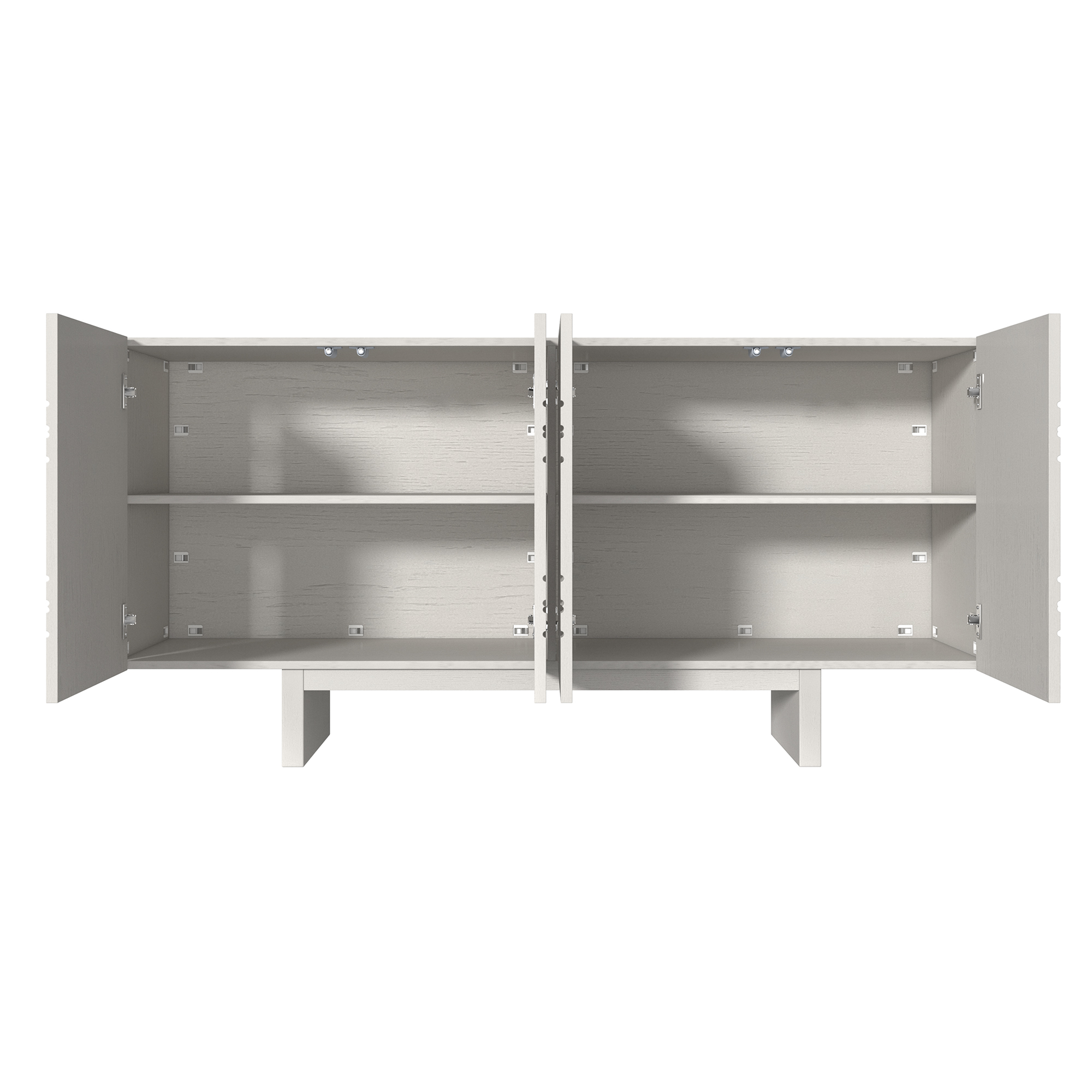 White/Brown 4-Door Accent Storage Cabinet For Living Room, Foyer and Kitchen-Dining Room