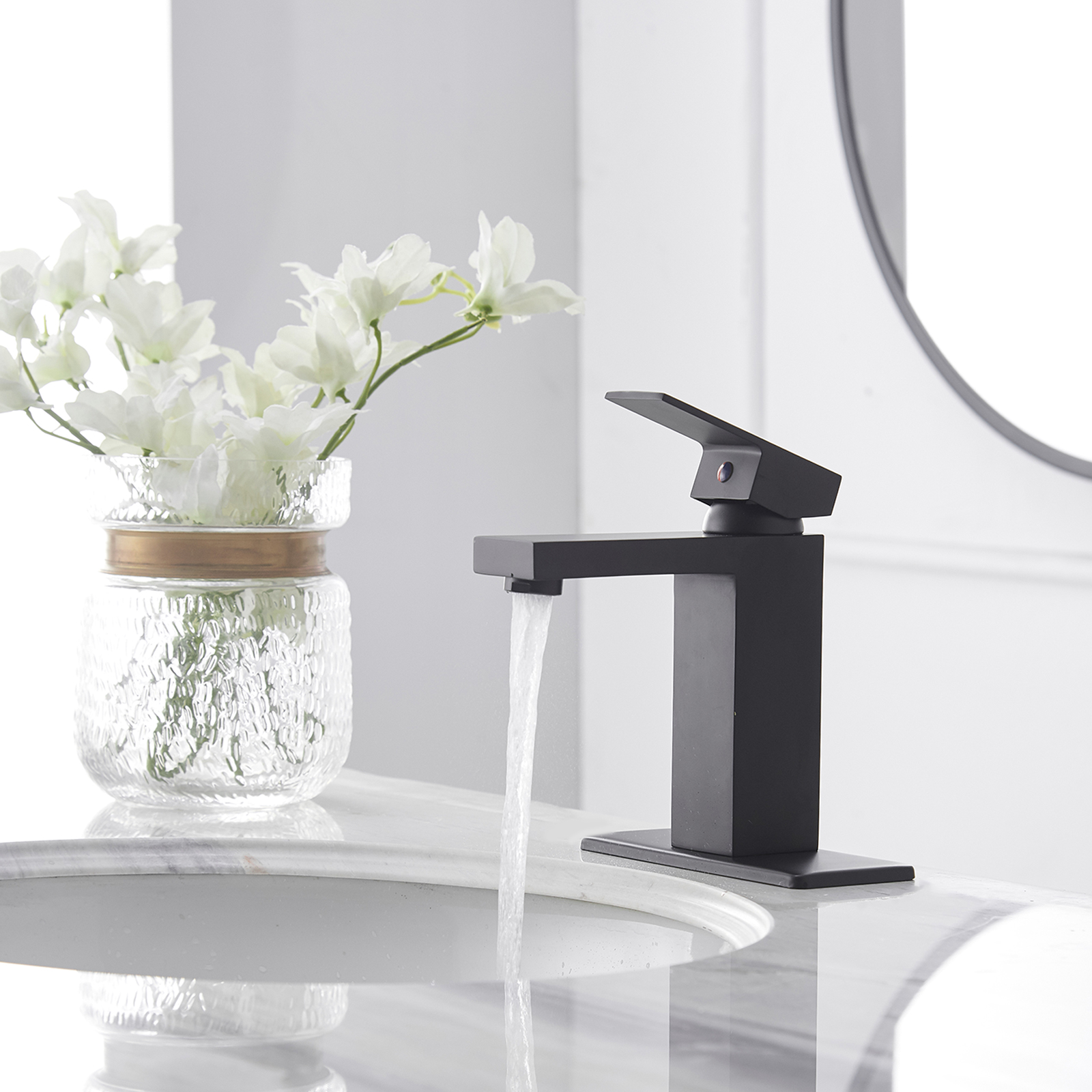 Boyel Living Single Handle Single Hole Bathroom Faucet with Deckplate Included, Pop Up Drain and Water Supply Hoses in Chrome/Matte Black/Brushed Nickel/Oil Rubbed Bronze