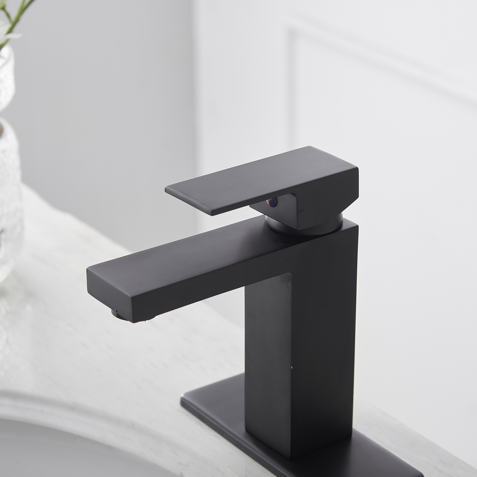 Boyel Living Single Handle Single Hole Bathroom Faucet with Deckplate Included, Pop Up Drain and Water Supply Hoses in Chrome/Matte Black/Brushed Nickel/Oil Rubbed Bronze