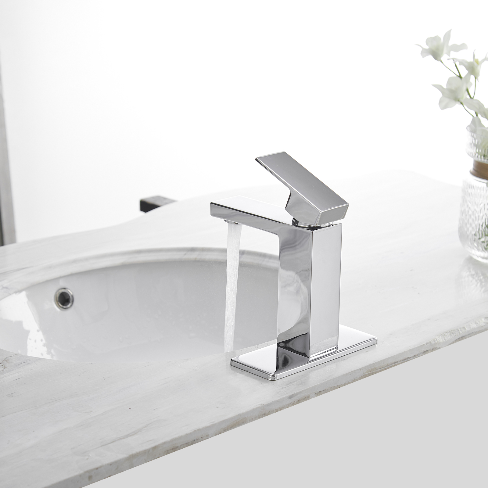 Boyel Living Single Handle Single Hole Bathroom Faucet with Deckplate Included, Pop Up Drain and Water Supply Hoses in Chrome/Matte Black/Brushed Nickel/Oil Rubbed Bronze