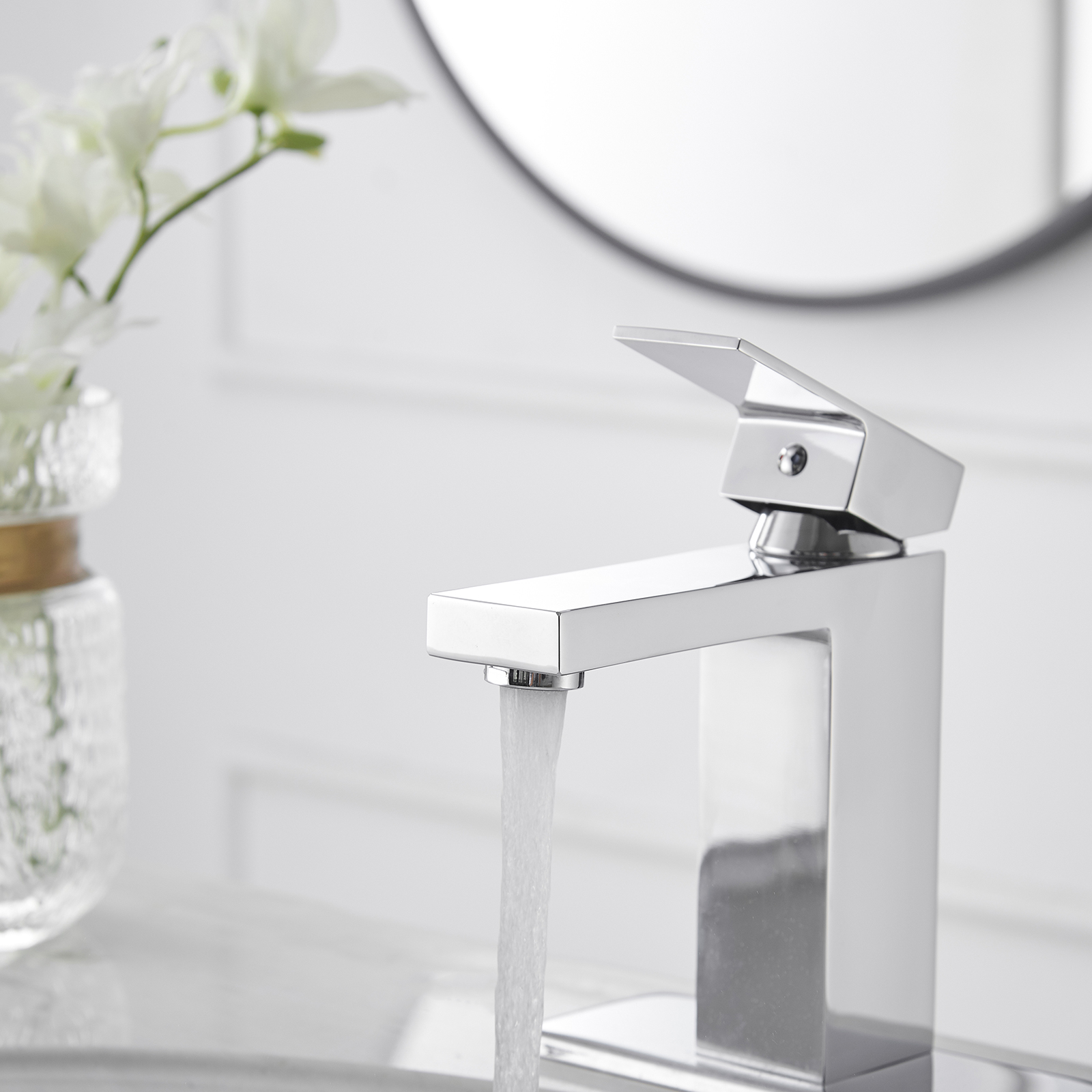 Boyel Living Single Handle Single Hole Bathroom Faucet with Deckplate Included, Pop Up Drain and Water Supply Hoses in Chrome/Matte Black/Brushed Nickel/Oil Rubbed Bronze