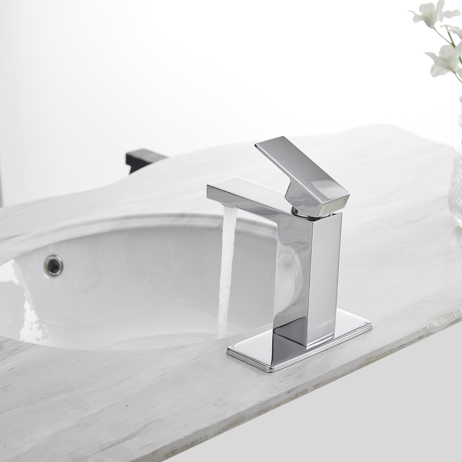 Boyel Living Single Handle Single Hole Bathroom Faucet with Deckplate Included, Pop Up Drain and Water Supply Hoses in Chrome/Matte Black/Brushed Nickel/Oil Rubbed Bronze