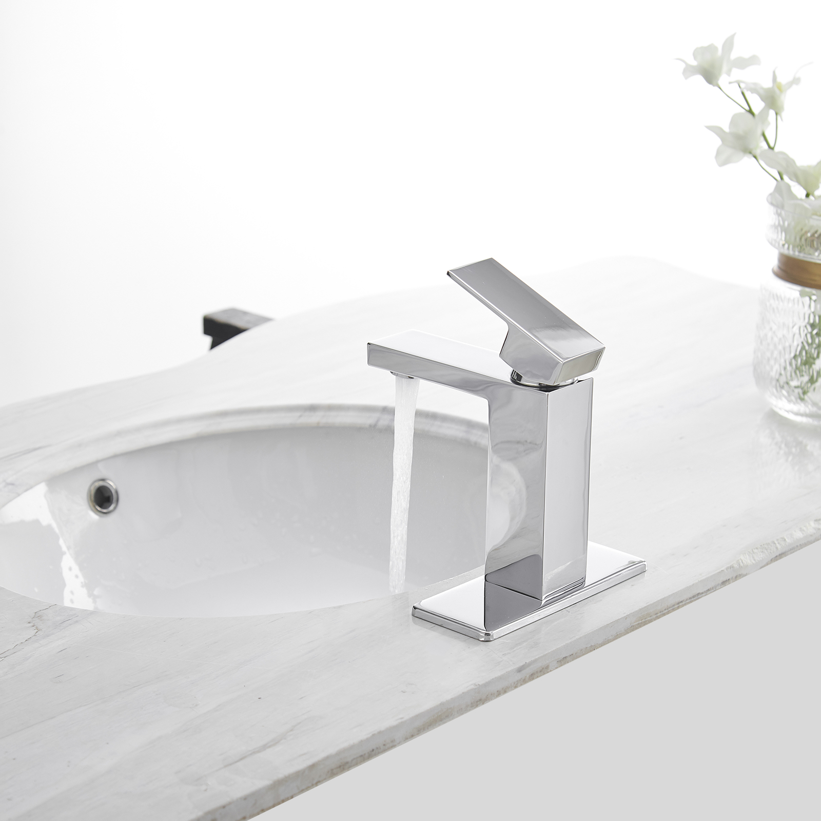 Boyel Living Single Handle Single Hole Bathroom Faucet with Deckplate Included, Pop Up Drain and Water Supply Hoses in Chrome/Matte Black/Brushed Nickel/Oil Rubbed Bronze