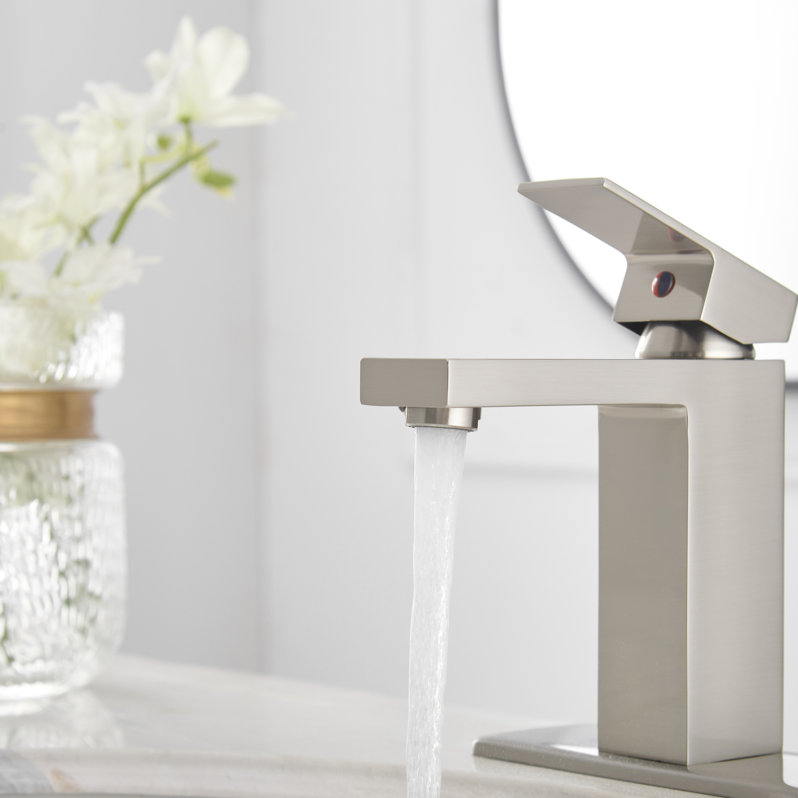 Boyel Living Single Handle Single Hole Bathroom Faucet with Deckplate Included, Pop Up Drain and Water Supply Hoses in Chrome/Matte Black/Brushed Nickel/Oil Rubbed Bronze