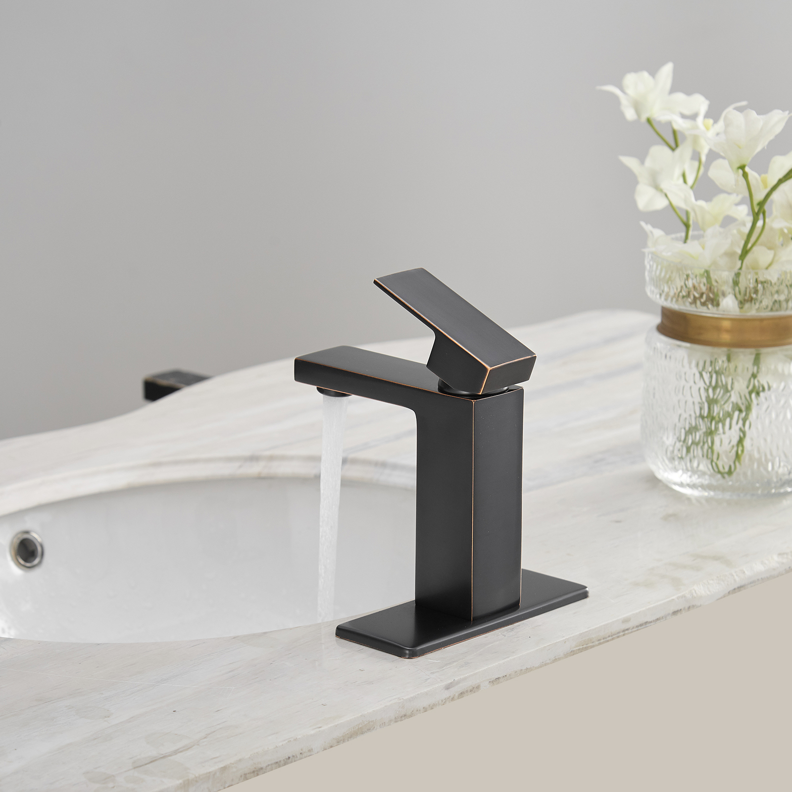 Boyel Living Single Handle Single Hole Bathroom Faucet with Deckplate Included, Pop Up Drain and Water Supply Hoses in Chrome/Matte Black/Brushed Nickel/Oil Rubbed Bronze