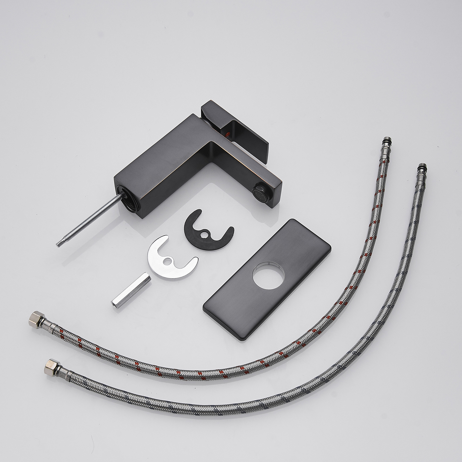 Boyel Living Single Handle Single Hole Bathroom Faucet with Deckplate Included, Pop Up Drain and Water Supply Hoses in Chrome/Matte Black/Brushed Nickel/Oil Rubbed Bronze