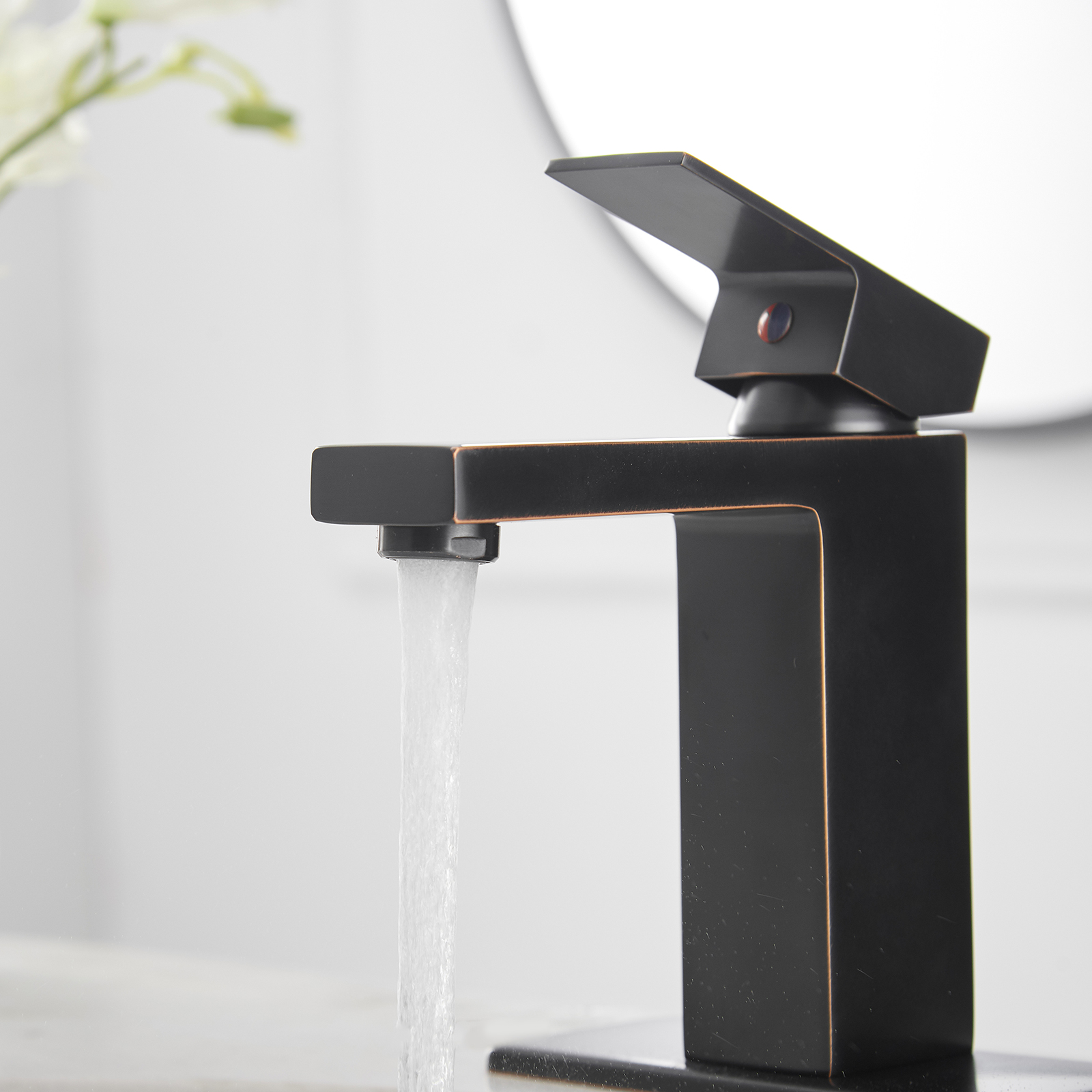 Boyel Living Single Handle Single Hole Bathroom Faucet with Deckplate Included, Pop Up Drain and Water Supply Hoses in Chrome/Matte Black/Brushed Nickel/Oil Rubbed Bronze