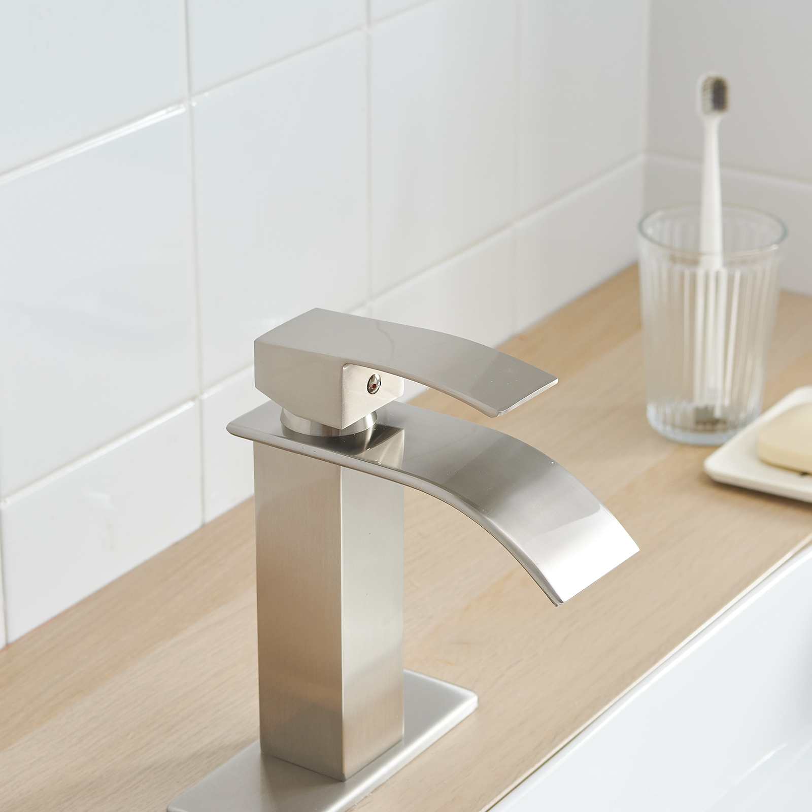 Single Handle Single Hole Bathroom Faucet with Deckplate Included, Pop Up Drain, Water Supply Hoses in Oil Rubbed Bronze /Brushed Nickel / Matte Black/ Chrome