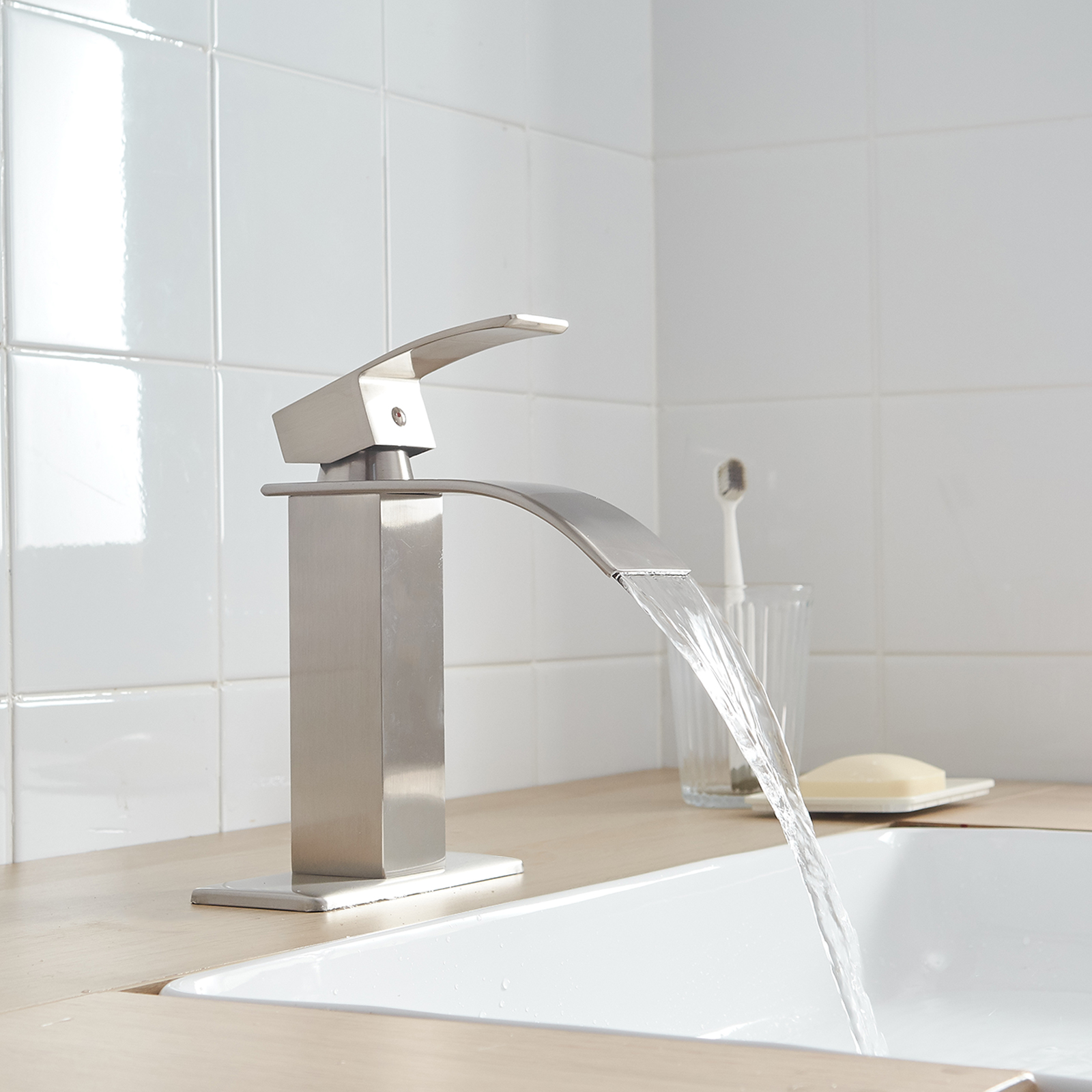 Single Handle Single Hole Bathroom Faucet with Deckplate Included, Pop Up Drain, Water Supply Hoses in Oil Rubbed Bronze /Brushed Nickel / Matte Black/ Chrome