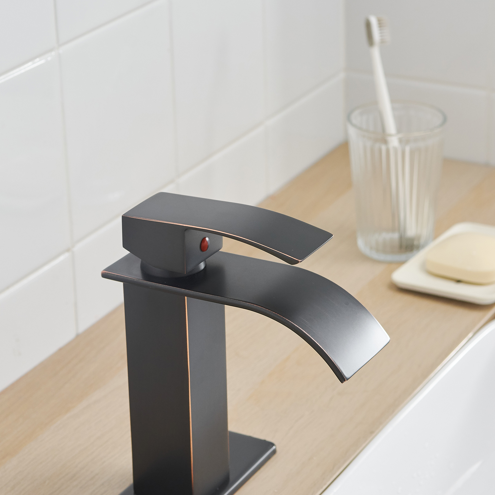 Single Handle Single Hole Bathroom Faucet with Deckplate Included, Pop Up Drain, Water Supply Hoses in Oil Rubbed Bronze /Brushed Nickel / Matte Black/ Chrome