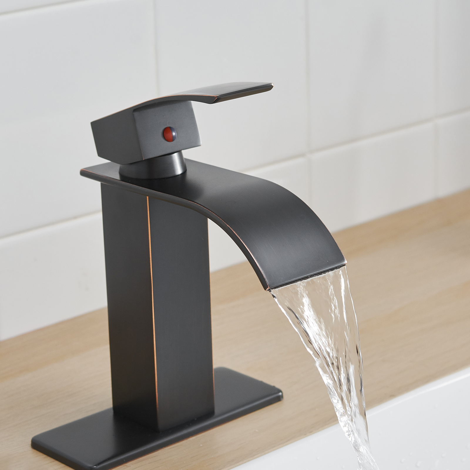 Single Handle Single Hole Bathroom Faucet with Deckplate Included, Pop Up Drain, Water Supply Hoses in Oil Rubbed Bronze /Brushed Nickel / Matte Black/ Chrome