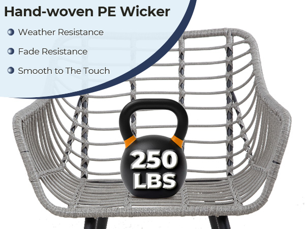 7-Piece Patio Bistro Set – PE Rattan Chairs with Cushions, Ottomans, and Tempered Glass Coffee Table, Compact Outdoor Furniture for Balcony or Small Spaces (Blue/Beige)