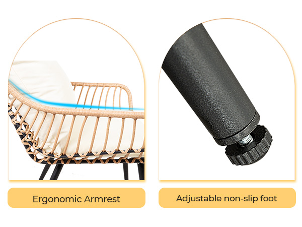 7-Piece Patio Bistro Set – PE Rattan Chairs with Cushions, Ottomans, and Tempered Glass Coffee Table, Compact Outdoor Furniture for Balcony or Small Spaces (Blue/Beige)