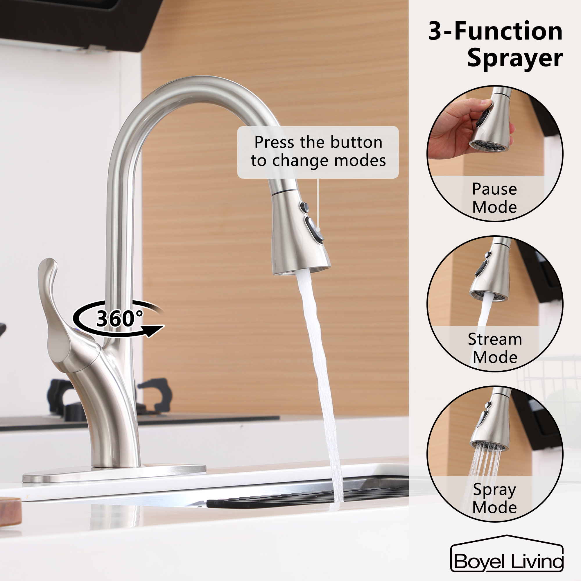 Kitchen Faucet with Pull Down Sprayer
