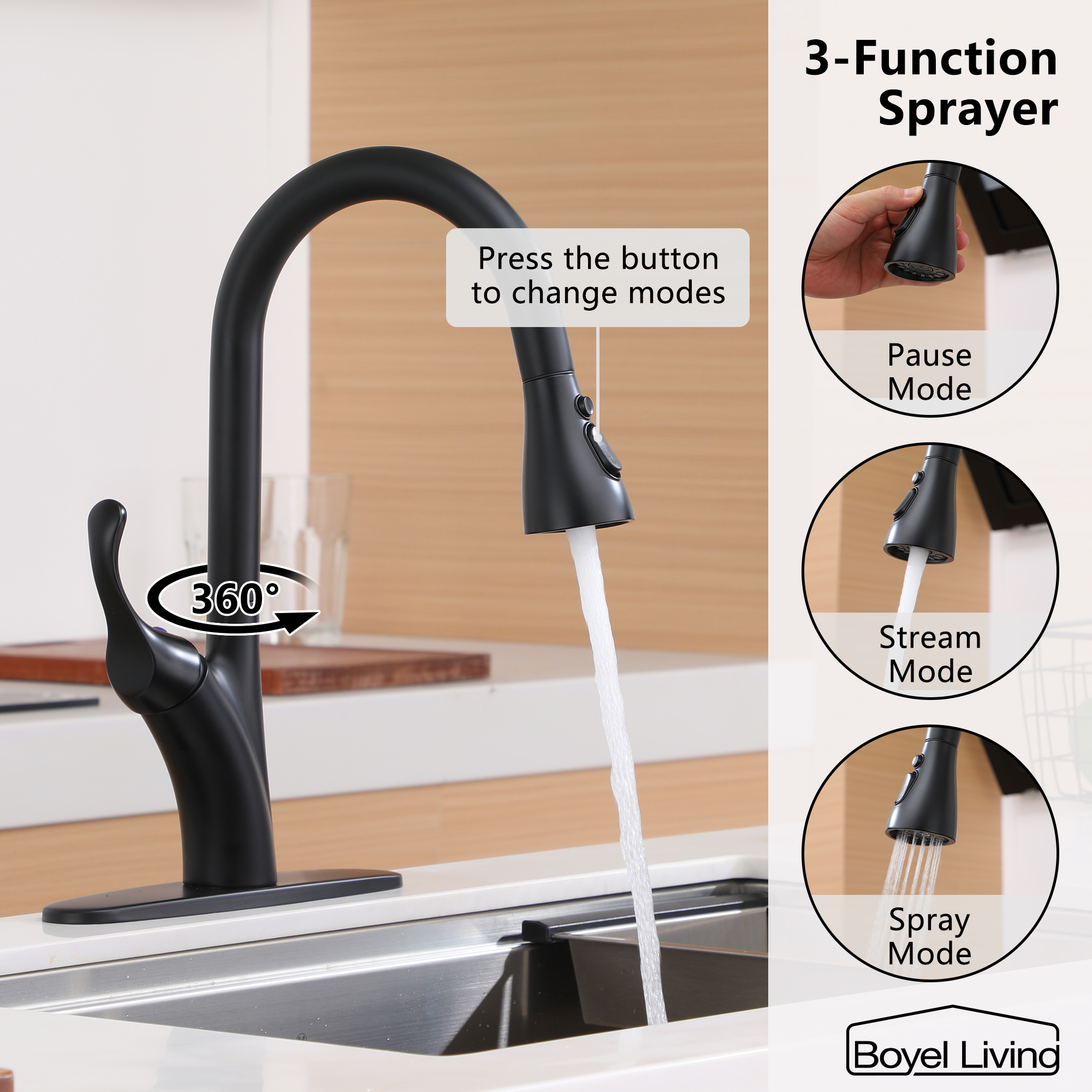 Kitchen Faucet with Pull Down Sprayer