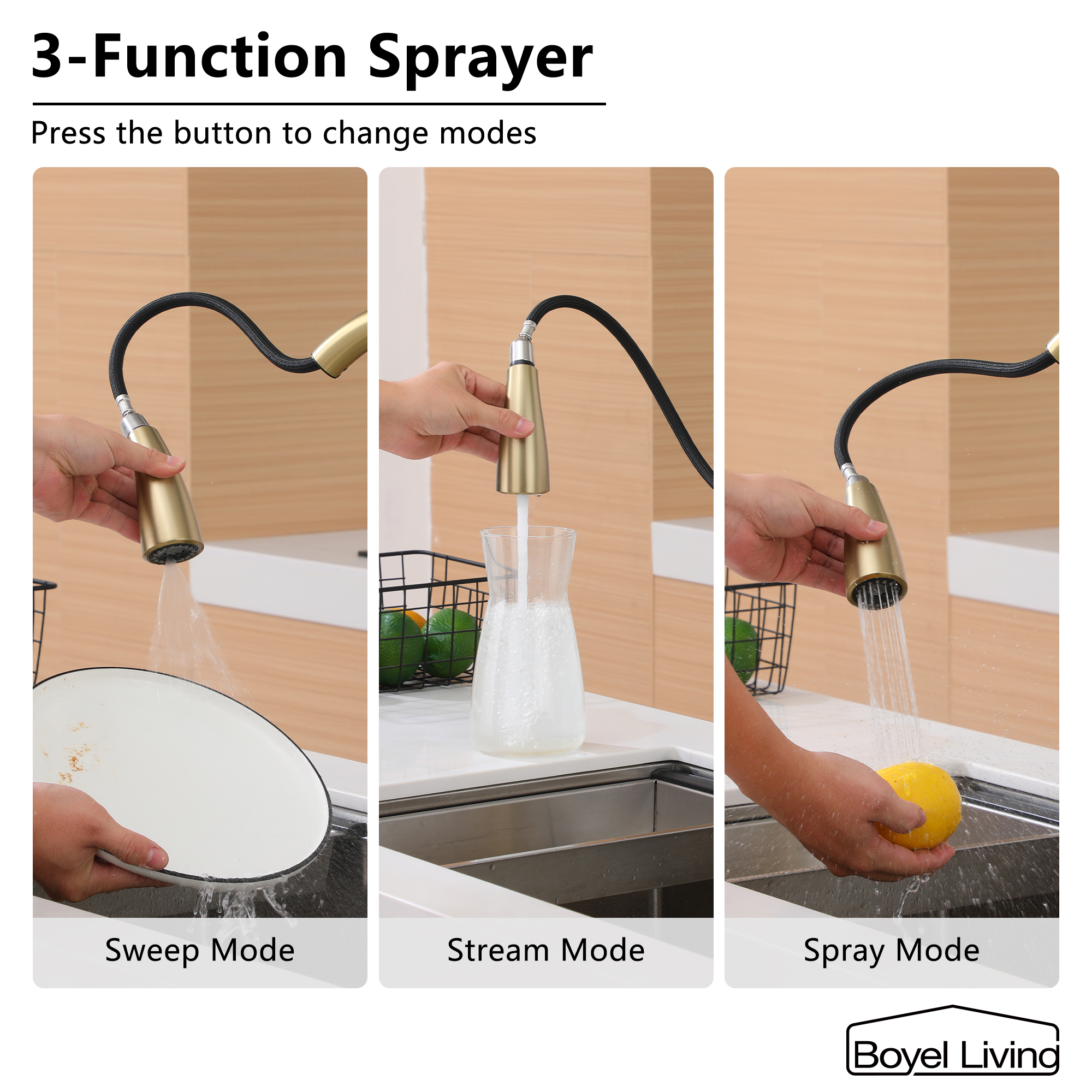 Ultra-Thin Integrated Handle With Pull-Out Kitchen Faucet