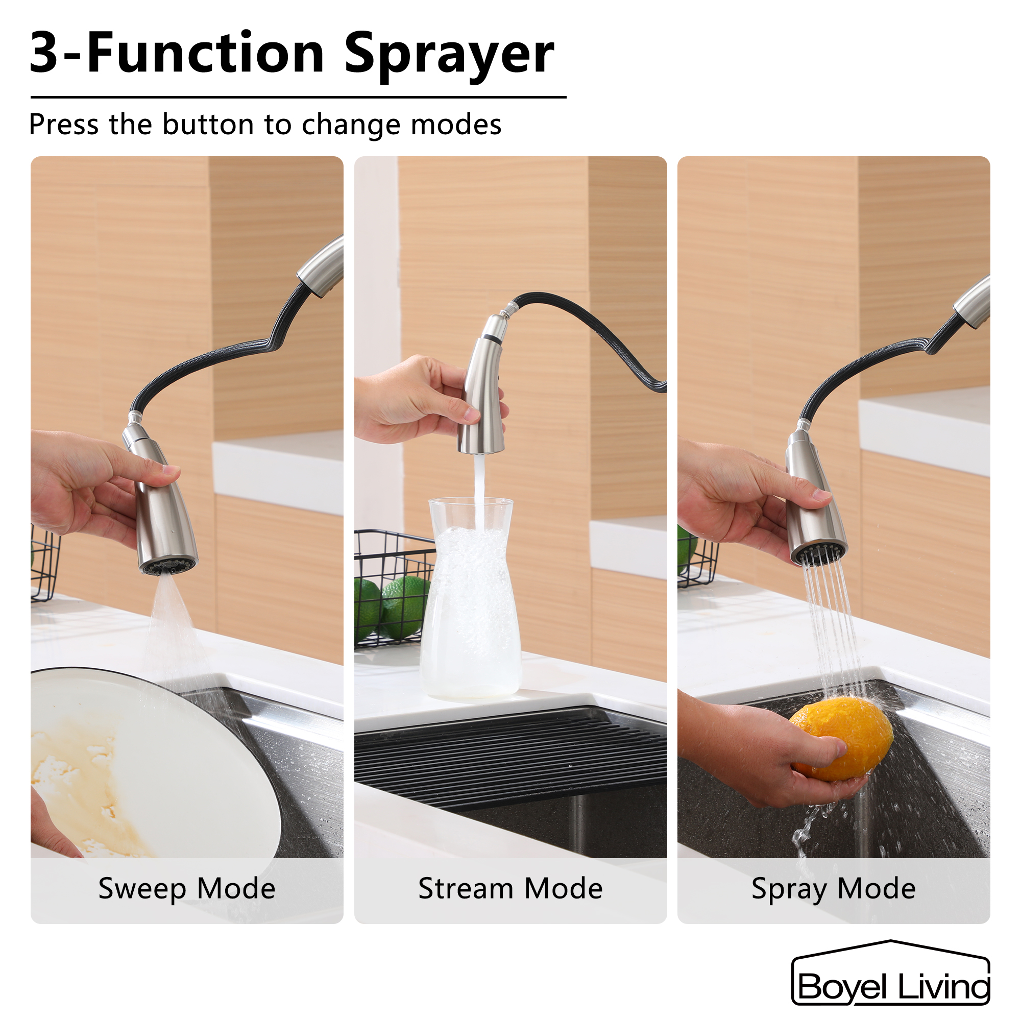 Ultra-Thin Integrated Handle With Pull-Out Kitchen Faucet