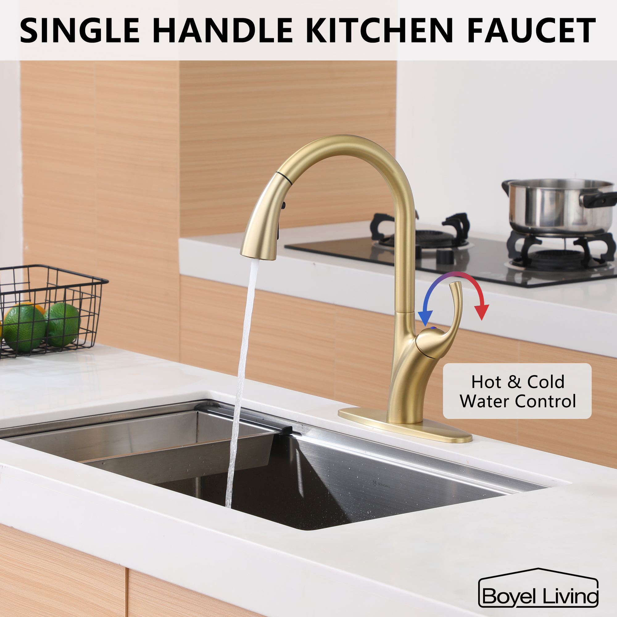 Ultra-Thin Integrated Handle With Pull-Out Kitchen Faucet