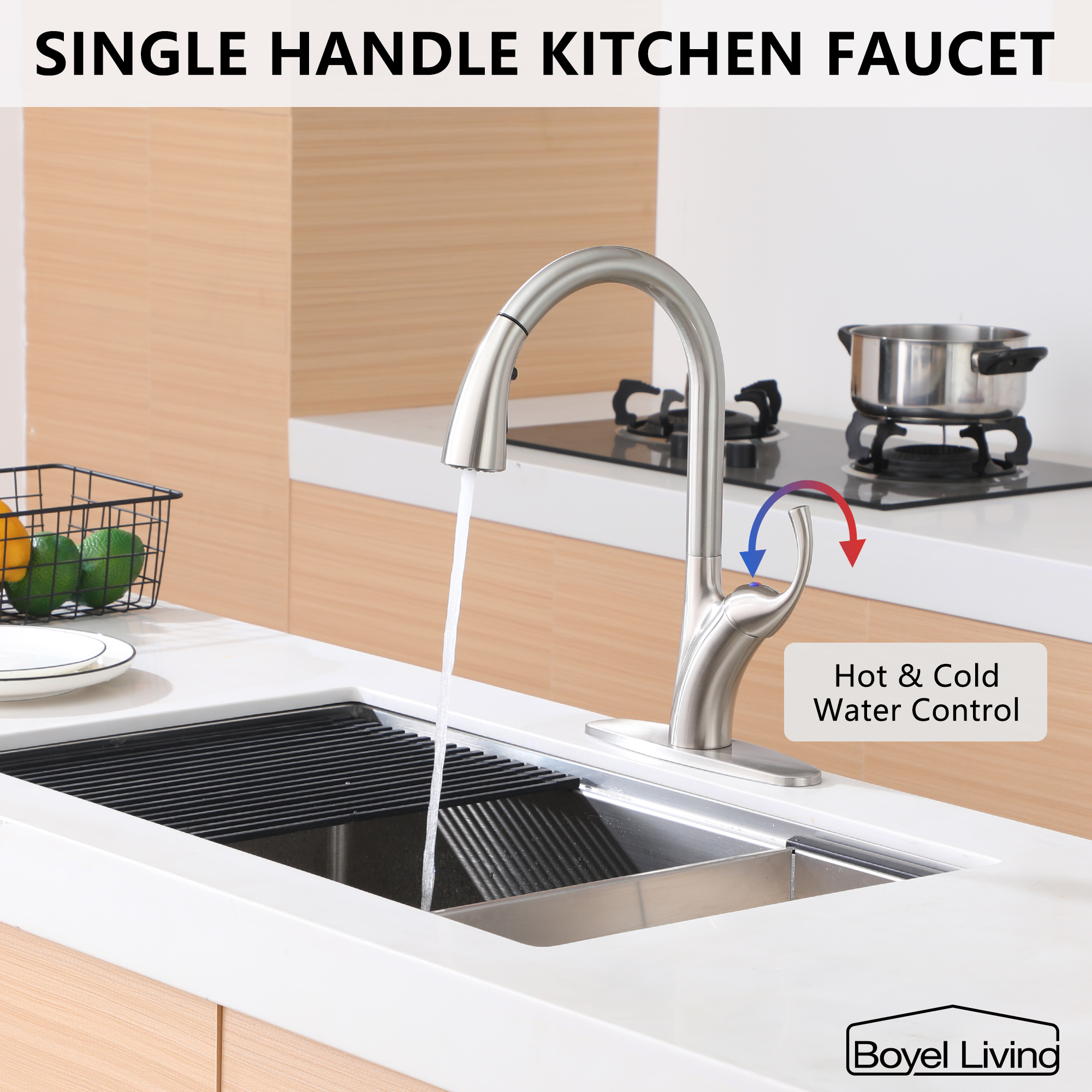 Ultra-Thin Integrated Handle With Pull-Out Kitchen Faucet