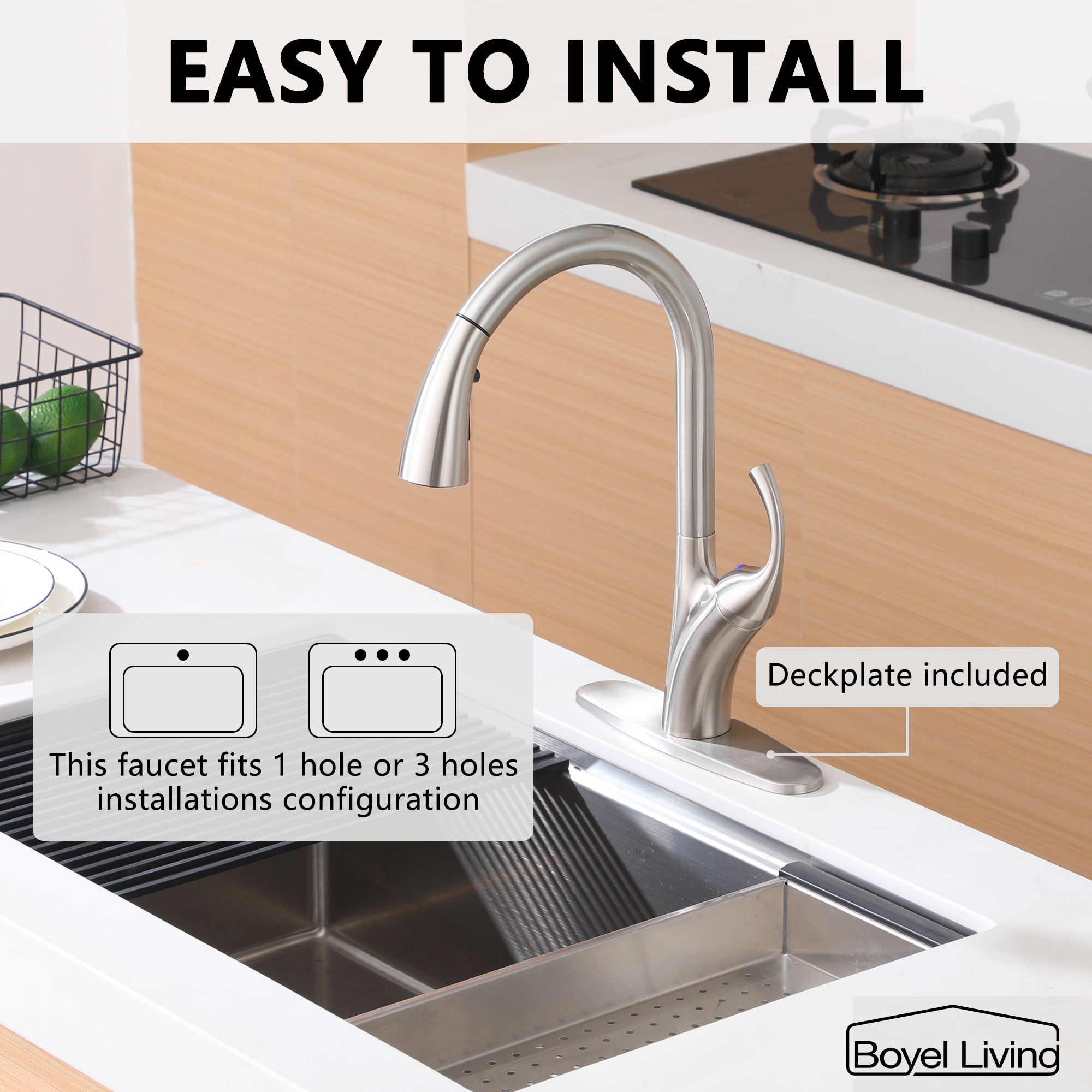 Ultra-Thin Integrated Handle With Pull-Out Kitchen Faucet