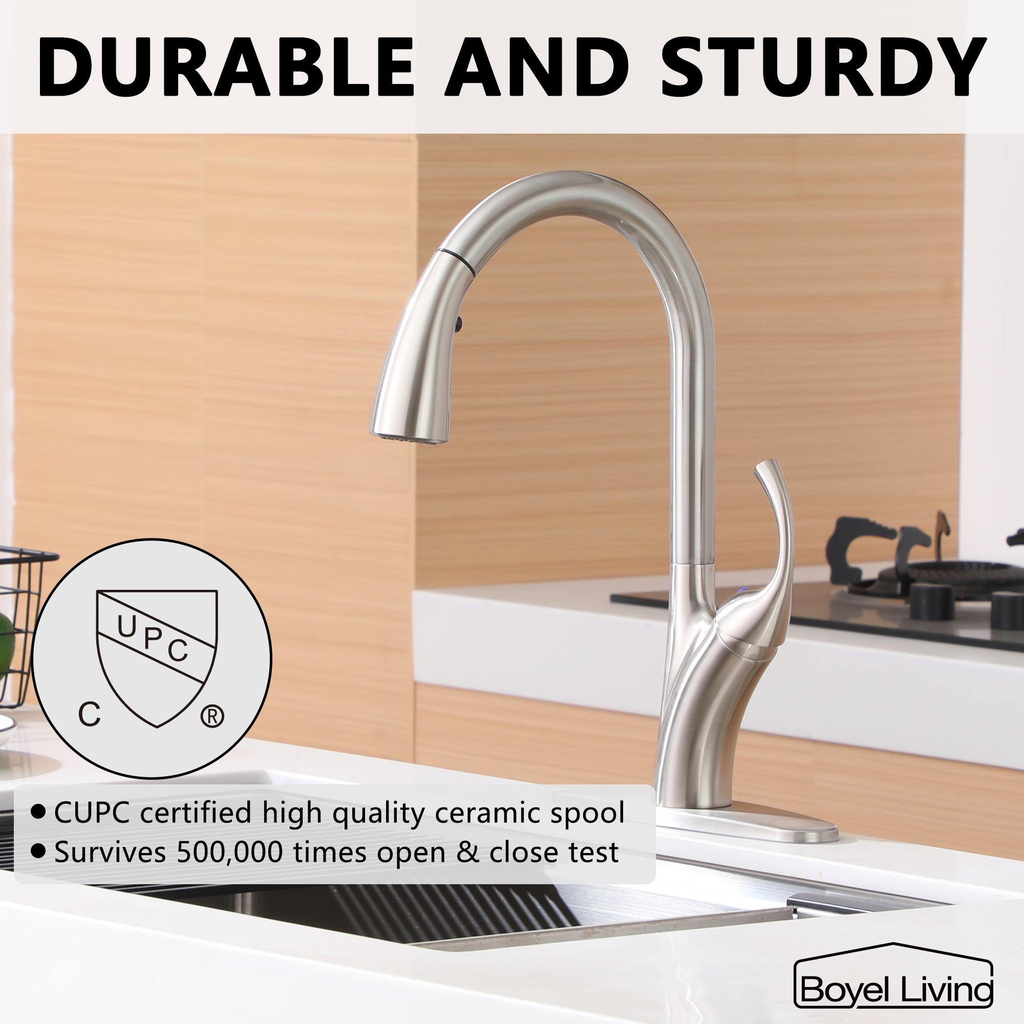 Ultra-Thin Integrated Handle With Pull-Out Kitchen Faucet