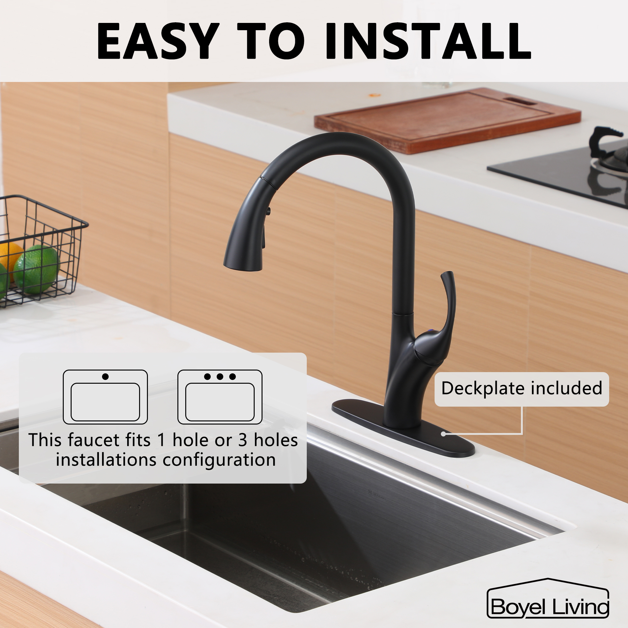Ultra-Thin Integrated Handle With Pull-Out Kitchen Faucet