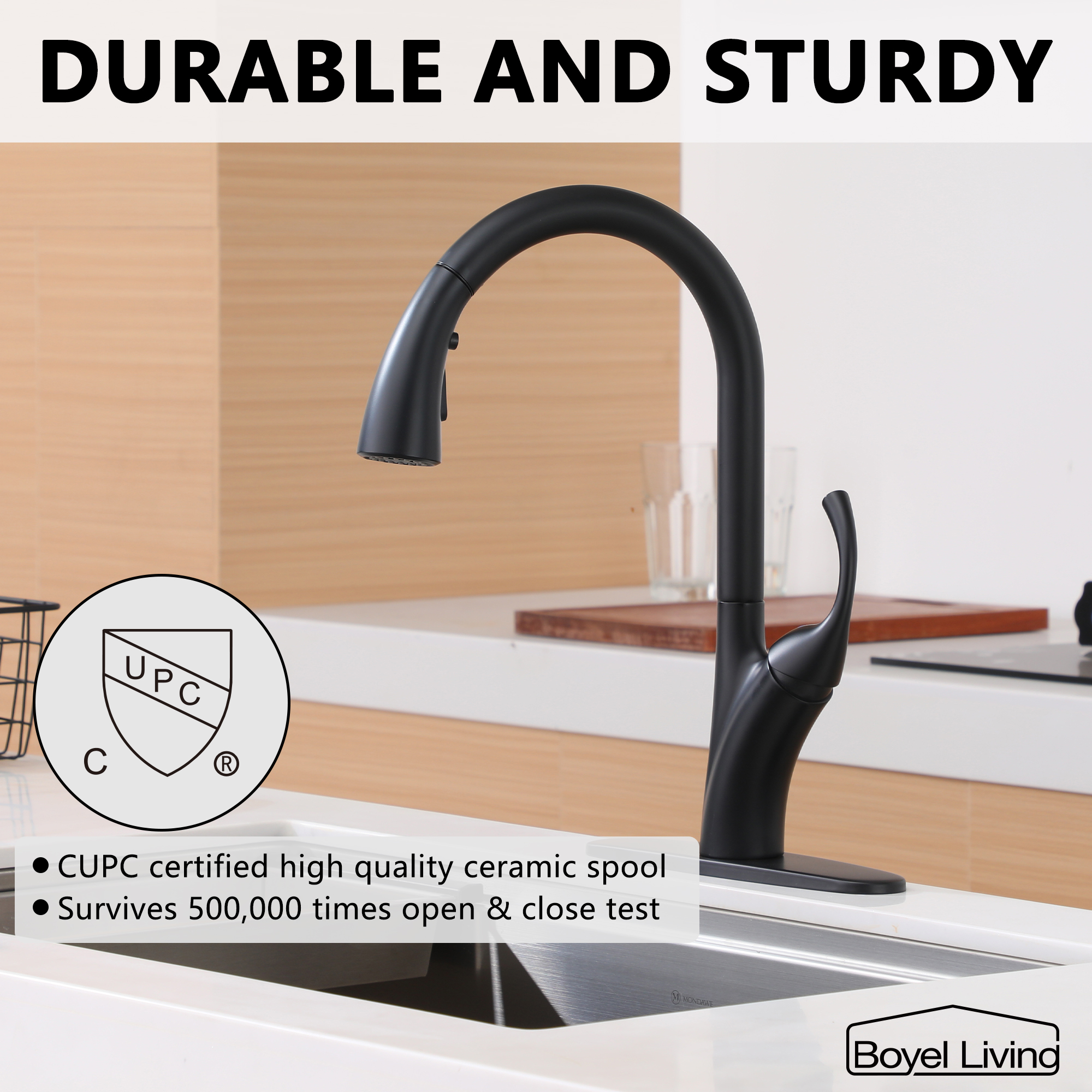 Ultra-Thin Integrated Handle With Pull-Out Kitchen Faucet