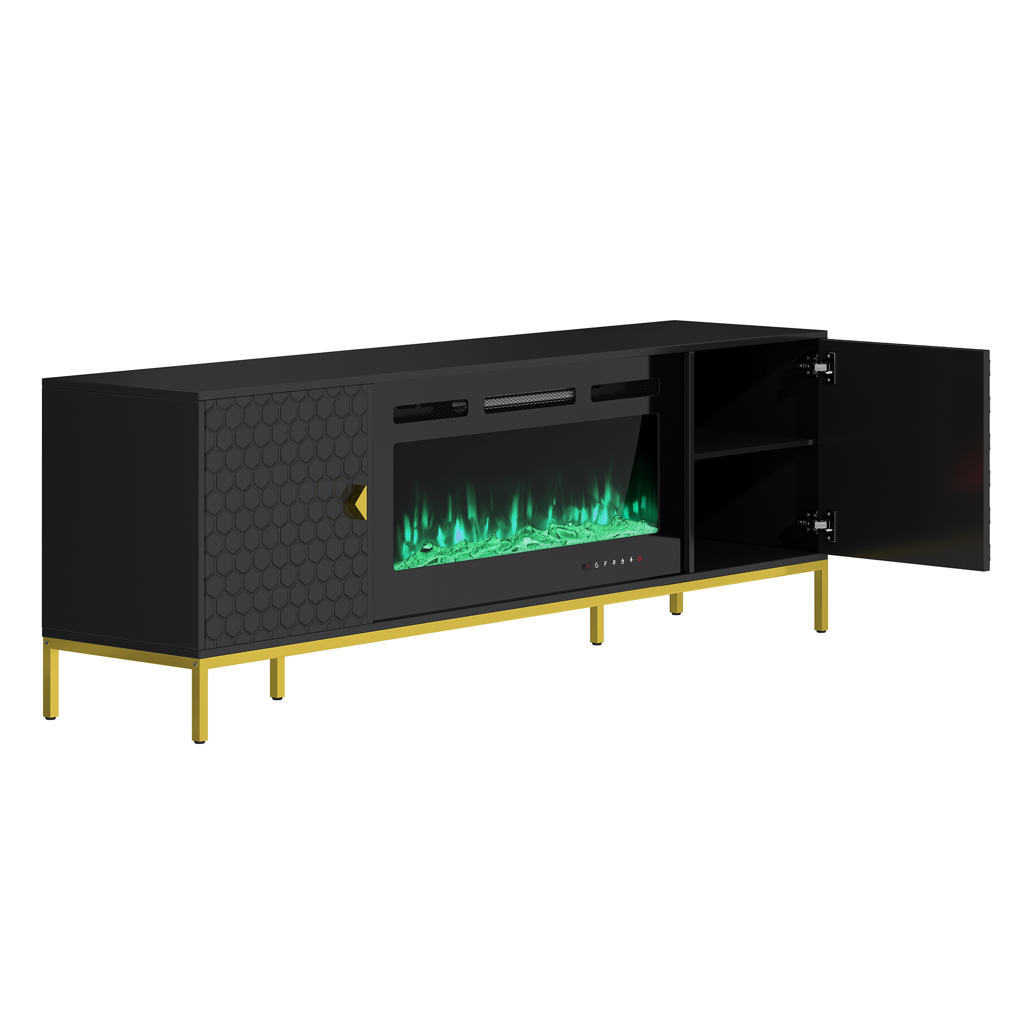 TV Stand with Built-in 36" Electric Fireplace Fits TVs Up to 75"