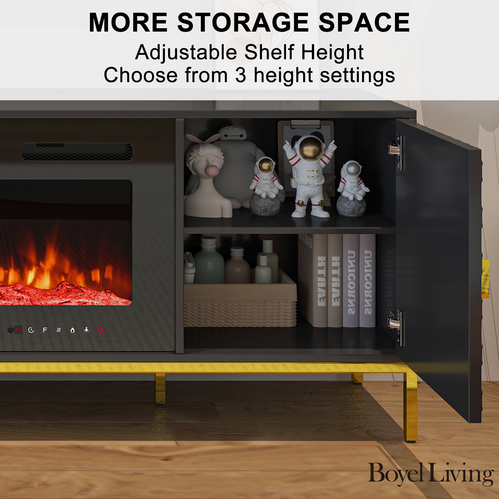 TV Stand with Built-in 36" Electric Fireplace Fits TVs Up to 75"