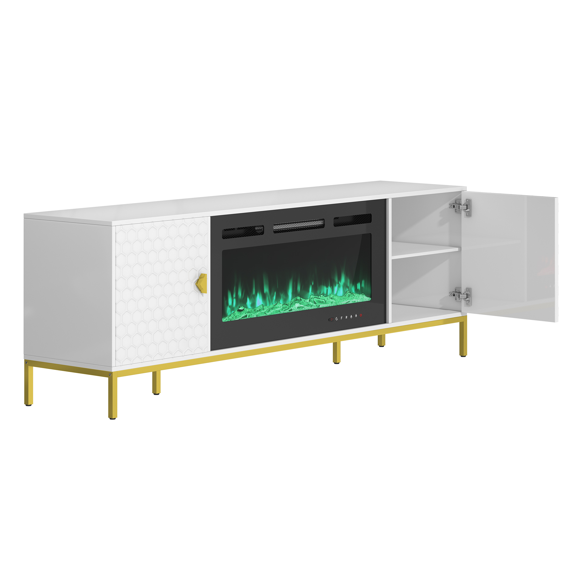 TV Stand with Built-in 36" Electric Fireplace Fits TVs Up to 75"