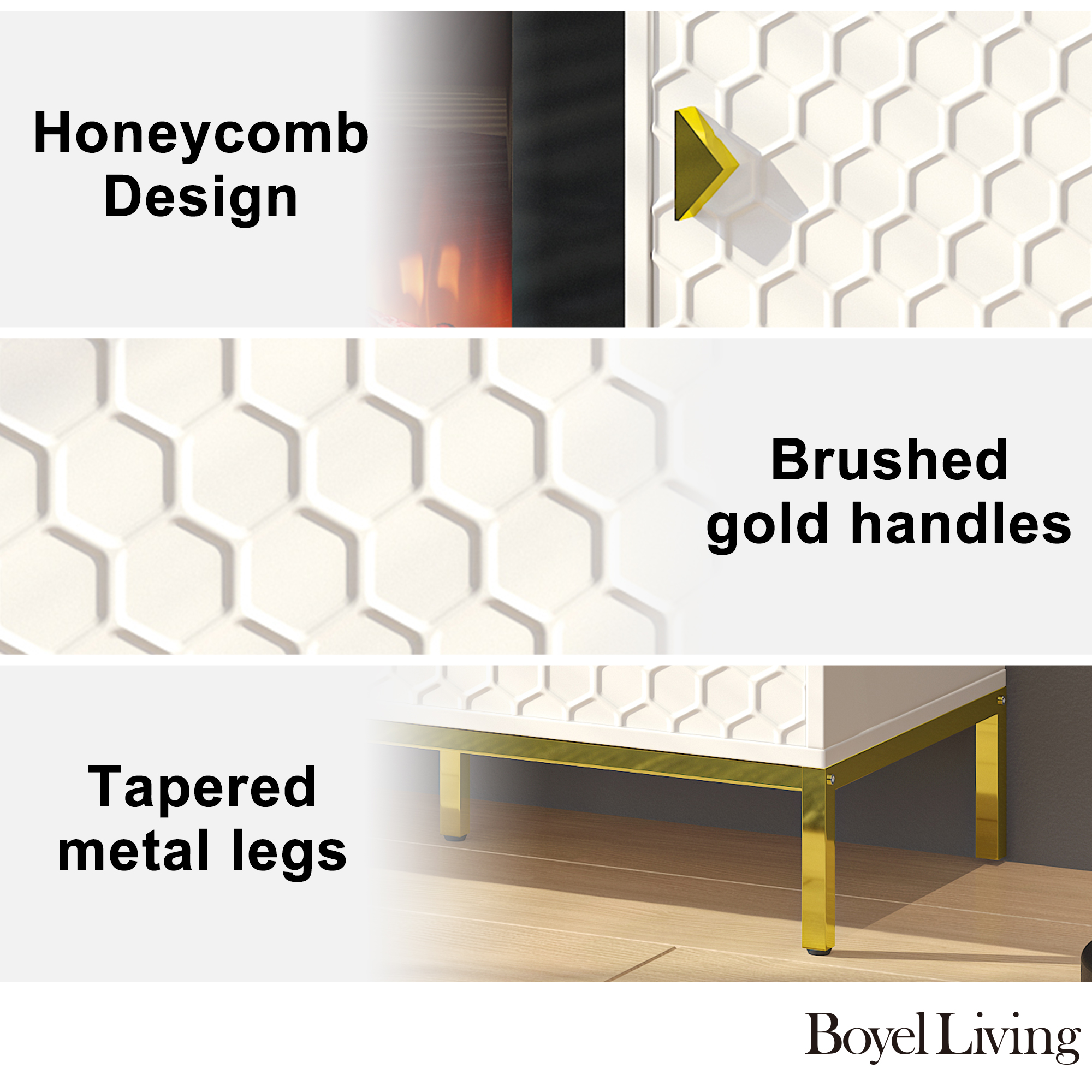 TV Stand with Built-in 36" Electric Fireplace Fits TVs Up to 75"