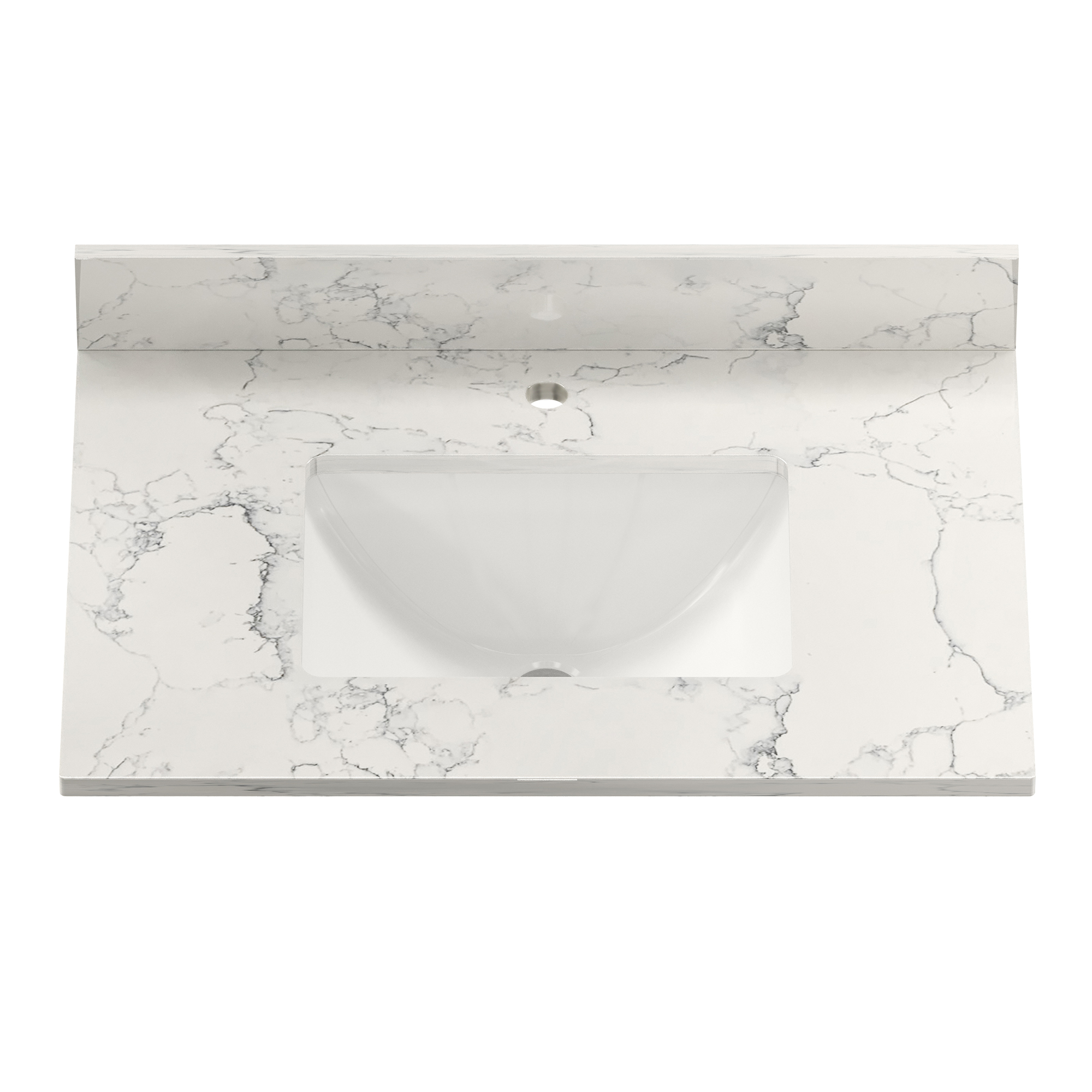 31 in. W x 22 in. D Engineered Stone Composite White Rectangular Single Sink Bathroom Vanity Top